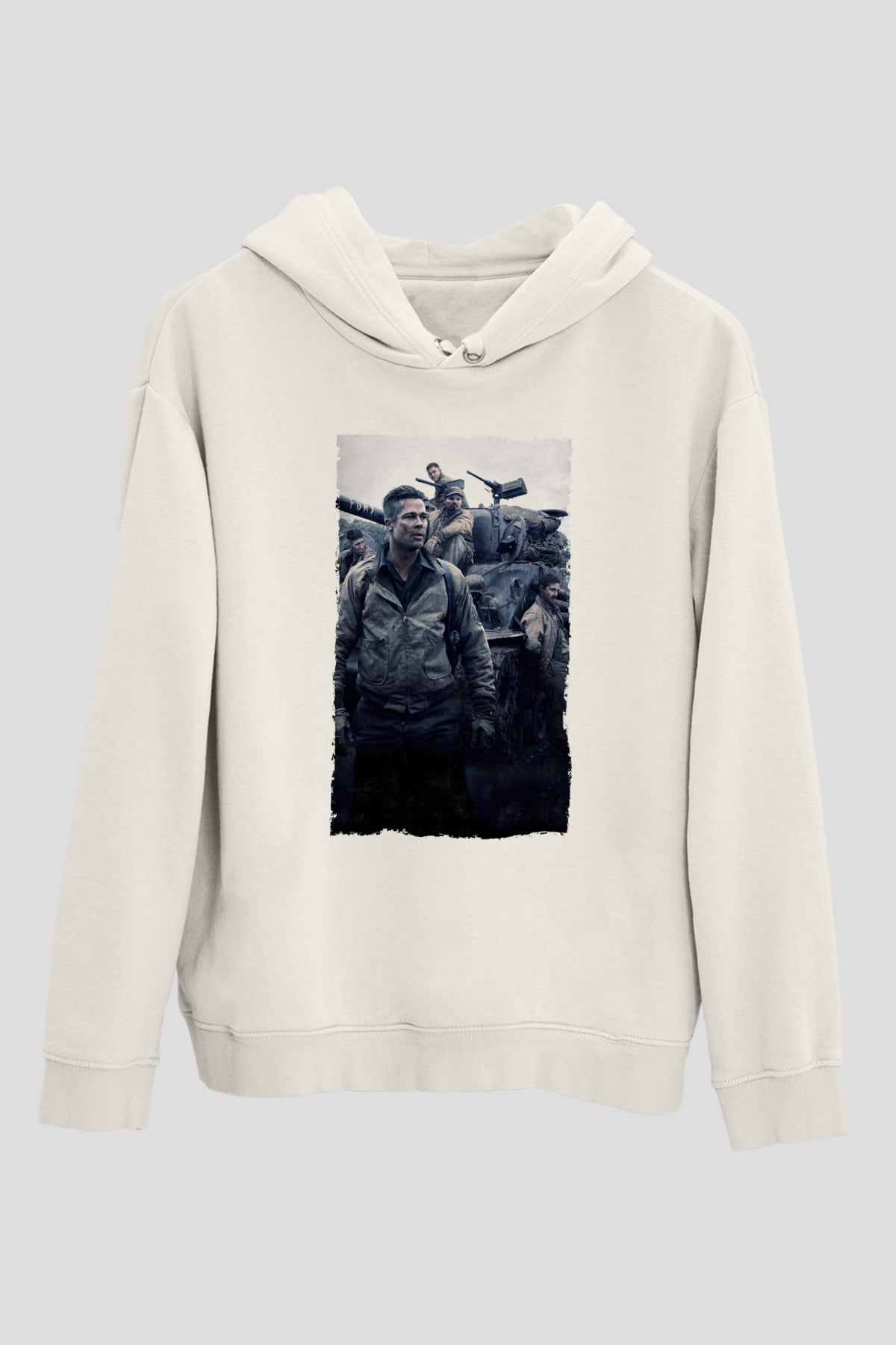 Unisex Fury Baskılı Beyaz Kapüşonlu Sweatshirt