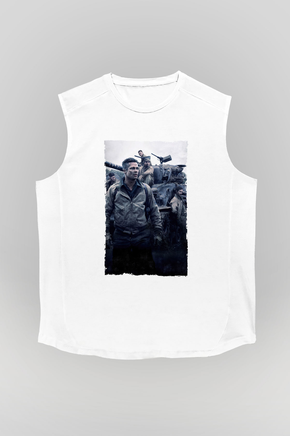 Unisex Fury Baskılı Beyaz Kolsuz Tshirt