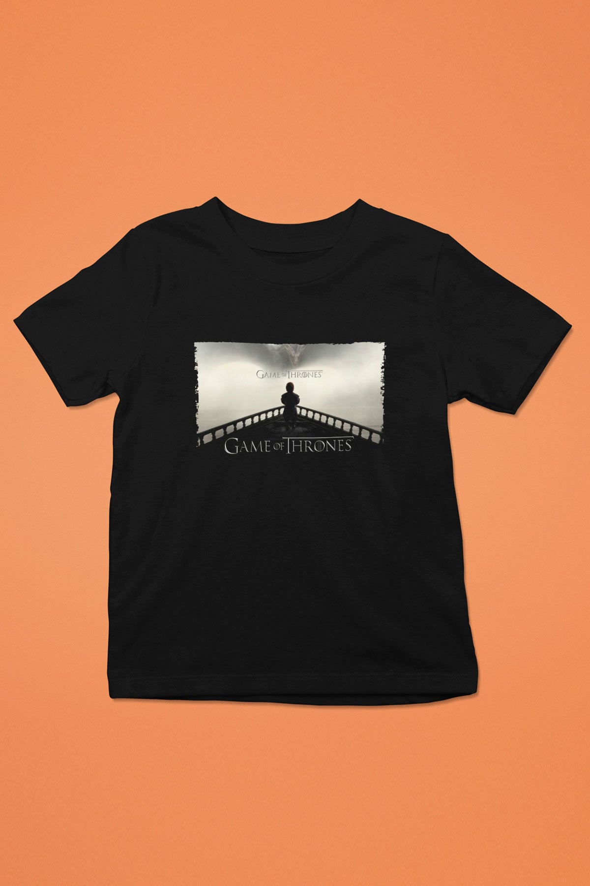 Unisex Game of Thrones Baskılı Siyah Çocuk Tişört