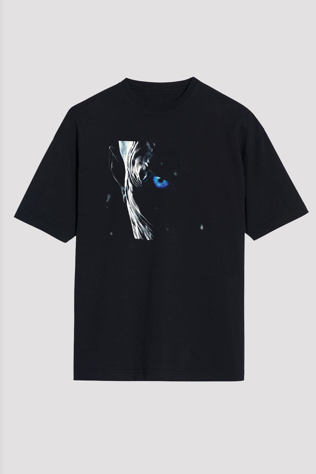 Unisex Game of Thrones Baskılı Siyah Unisex Oversize Tişört
