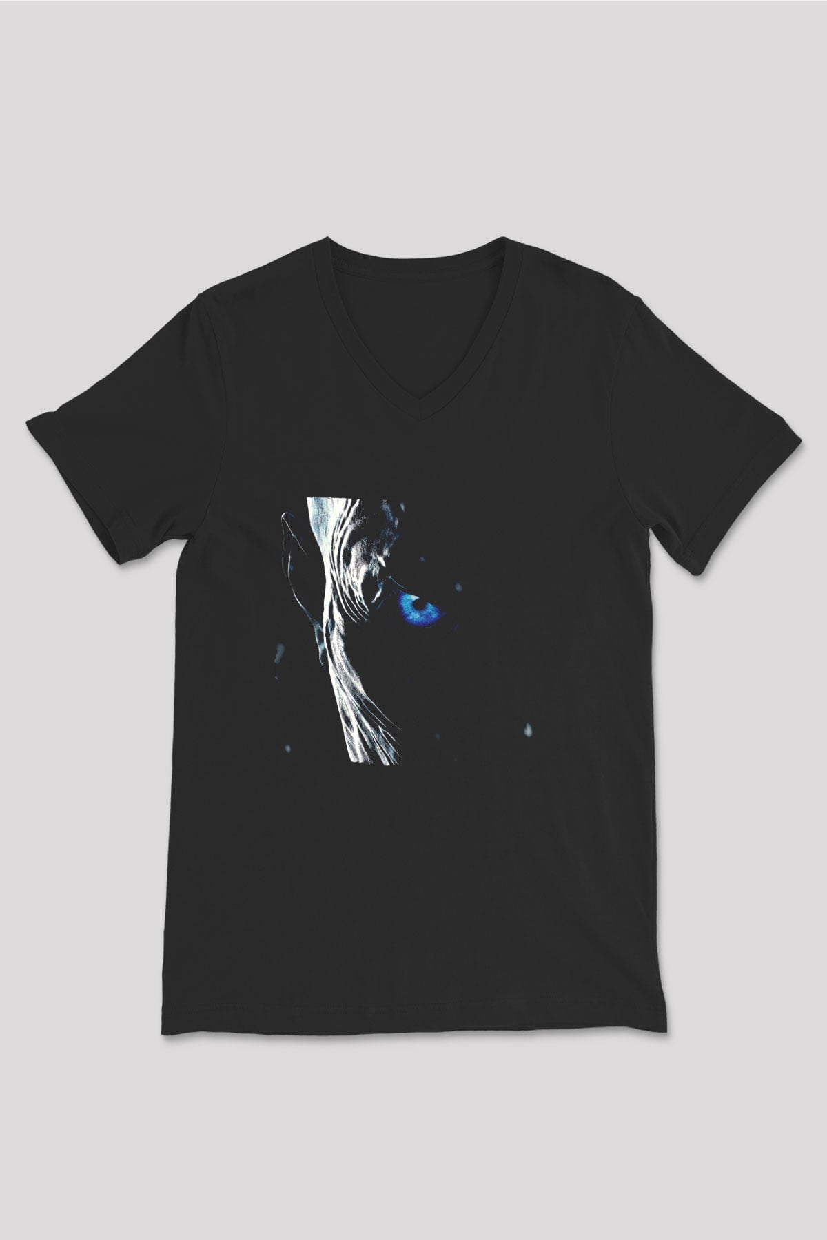 Unisex Game of Thrones Baskılı Siyah Unisex V Yaka Tişört