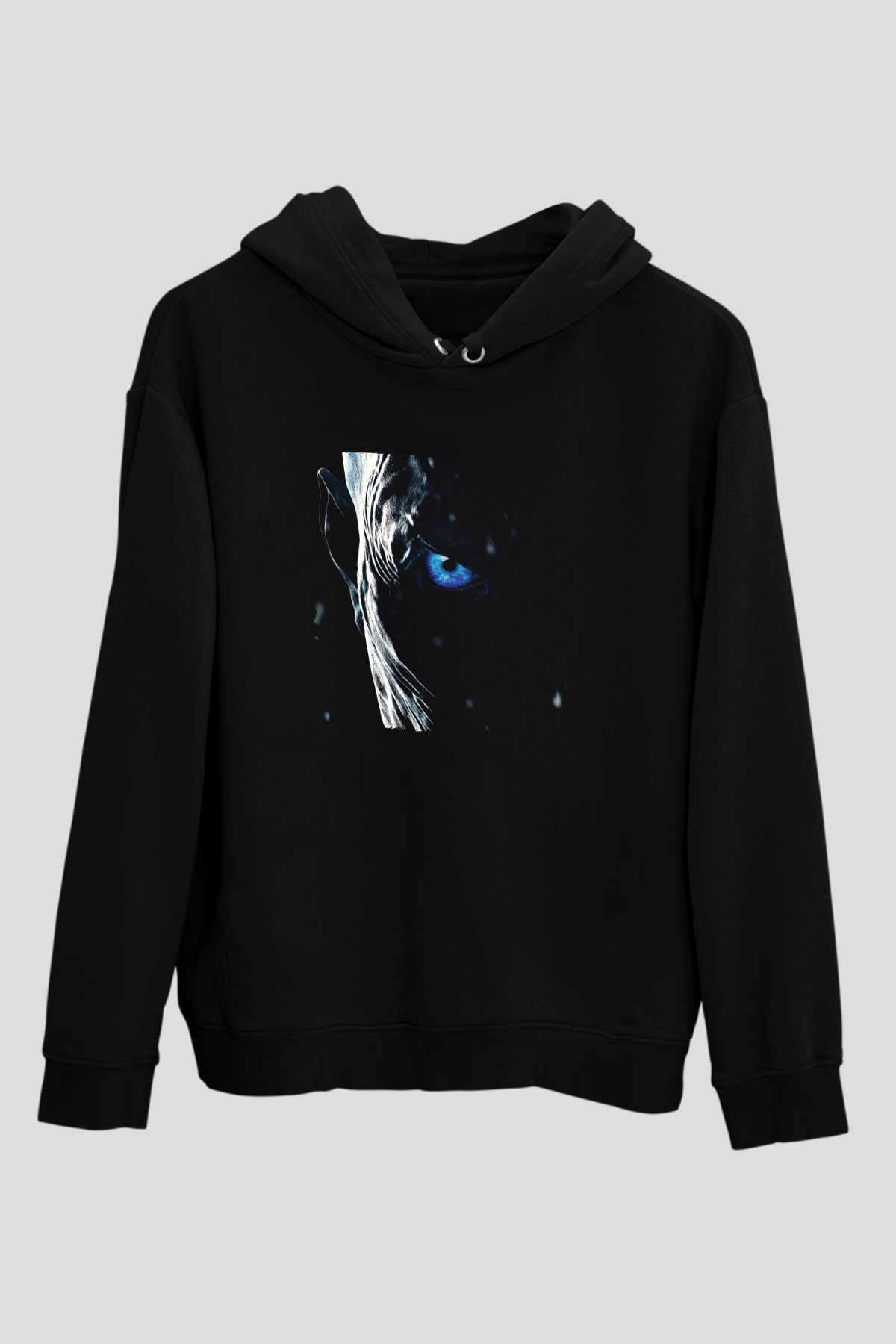 Unisex Game of Thrones Baskılı Siyah Unisex Kapüşonlu Sweatshirt