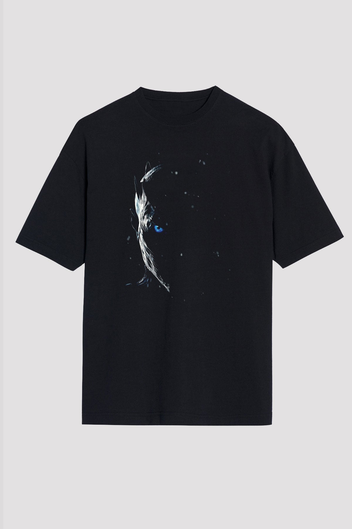 Unisex Game of Thrones Baskılı Siyah Unisex Oversize T-shirt