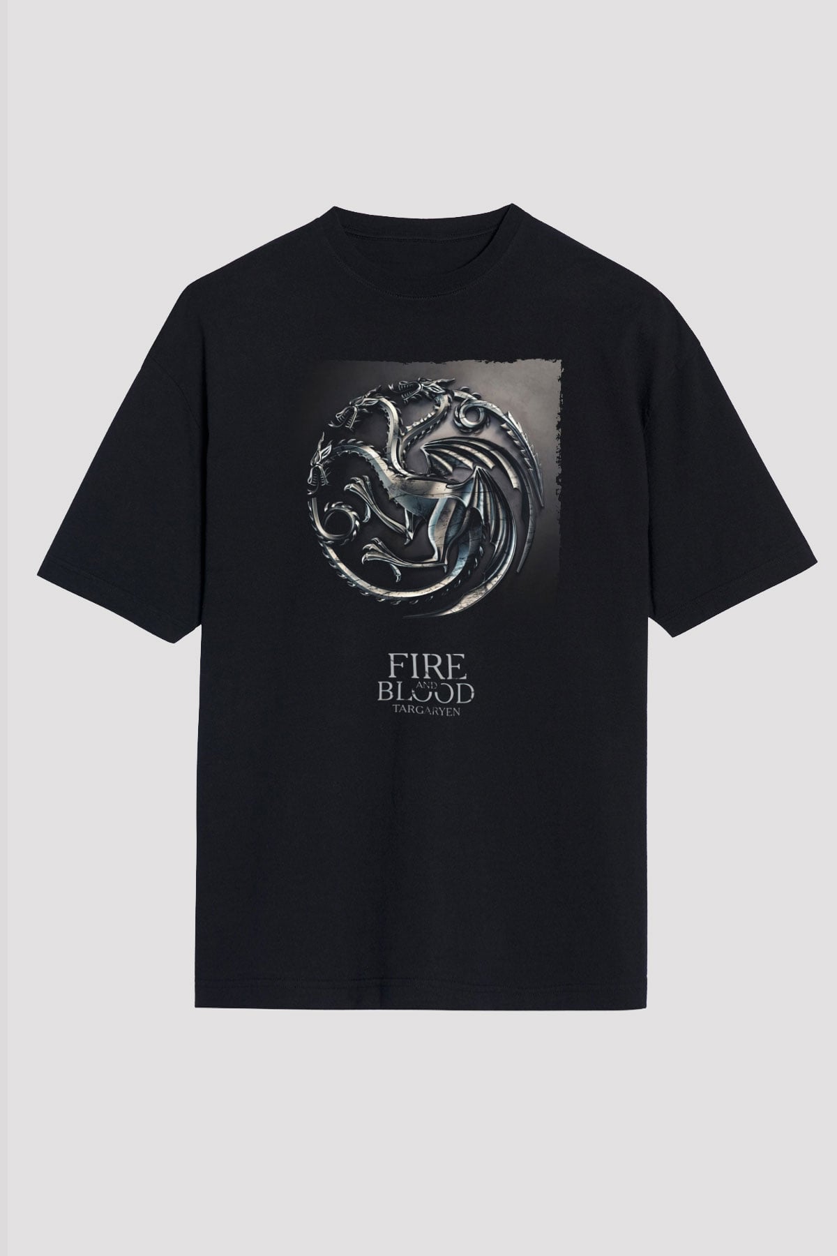 Unisex Game of Thrones Siyah Unisex Oversize Tshirt