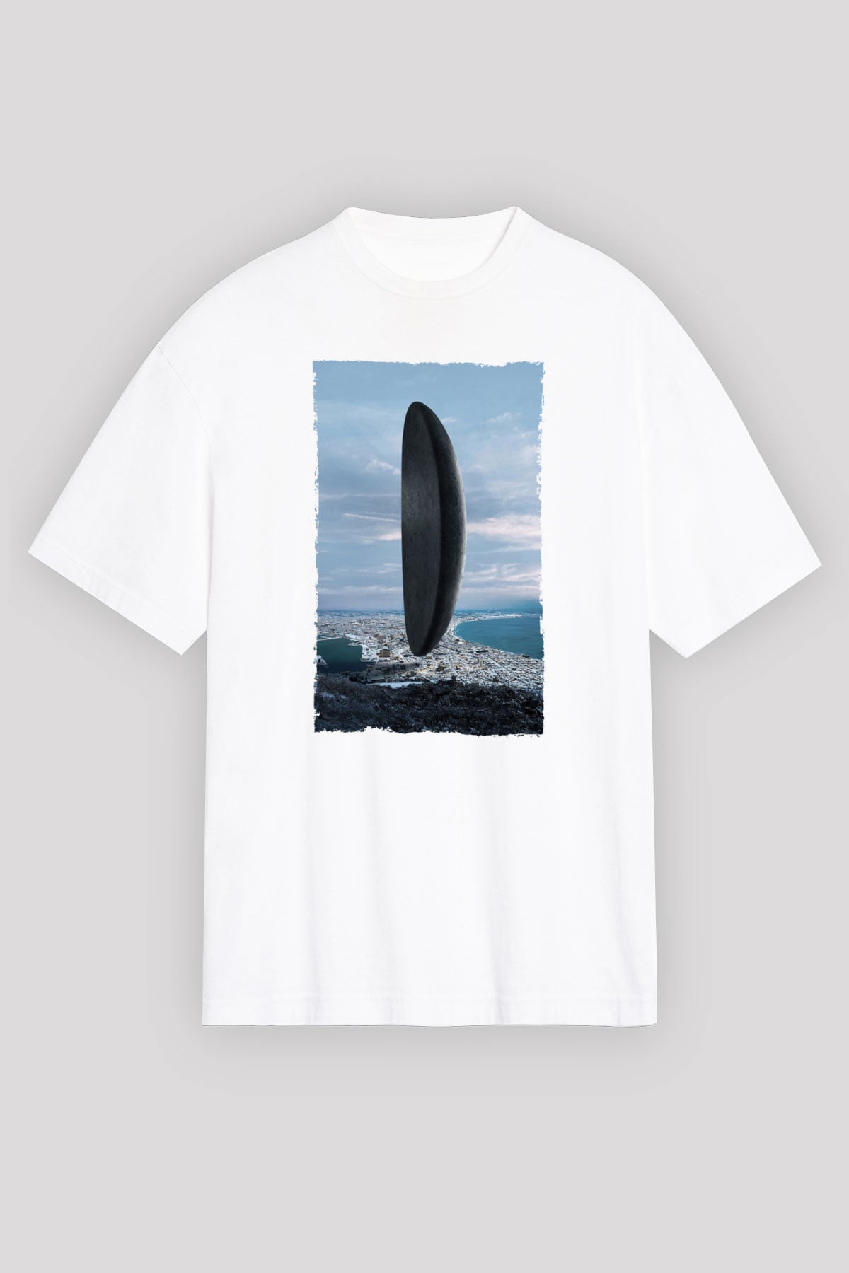 Unisex Geliş Arrival Baskılı Beyaz Oversize Oversize T-shirt