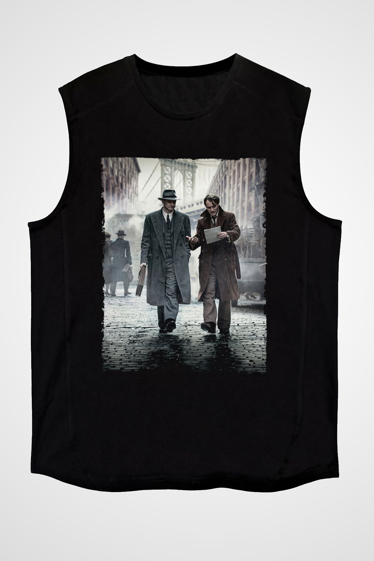 Unisex Genius Baskılı Siyah Kolsuz Tshirt