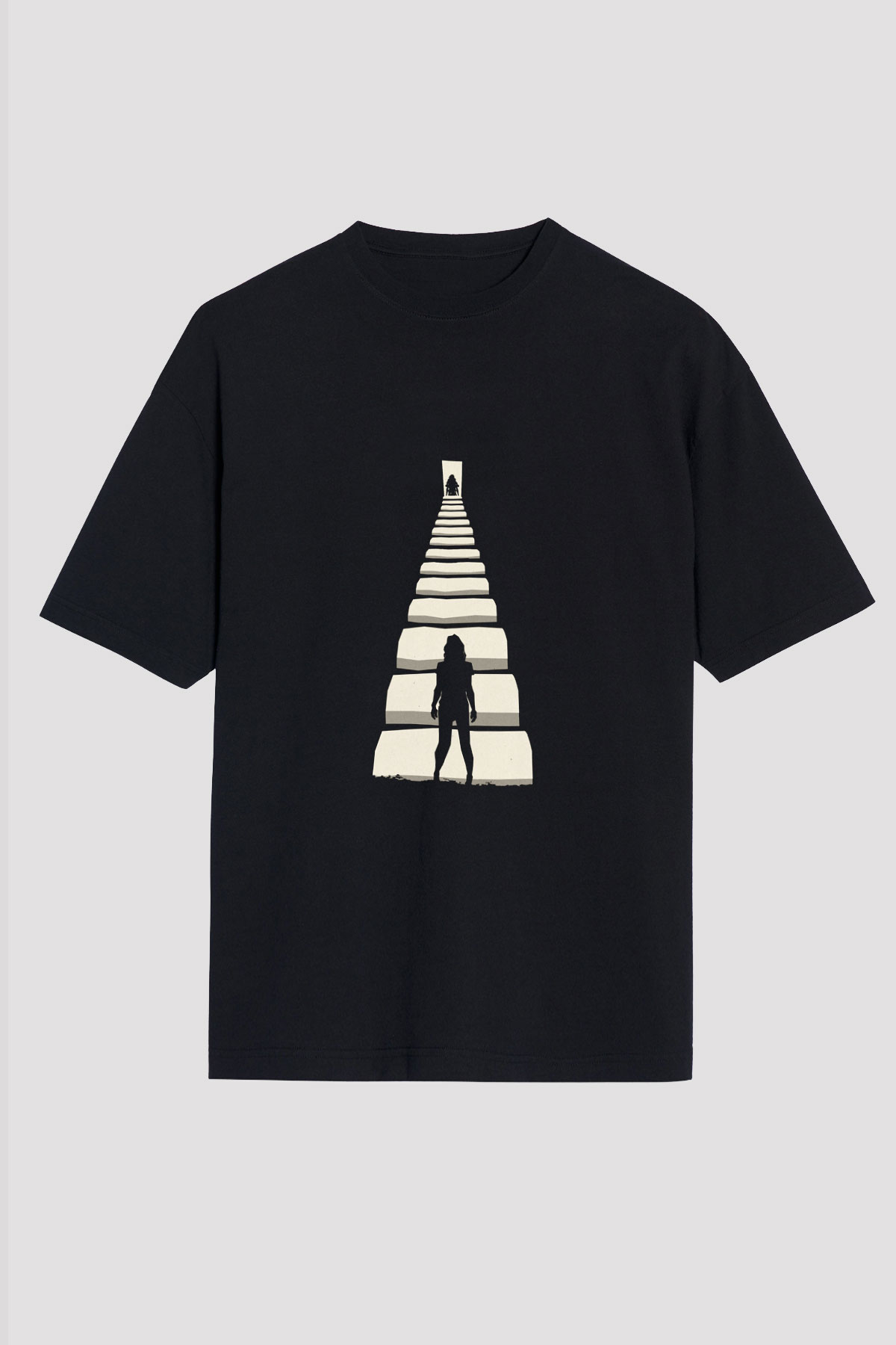 Unisex Gizli Gerçek (Run) Baskılı Siyah Oversize Tshirt