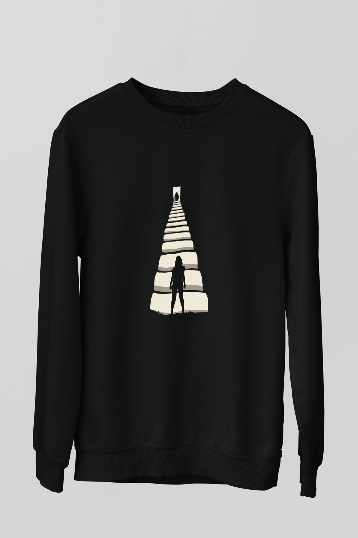 Unisex Gizli Gerçek (Run) Baskılı Siyah Sweatshirt