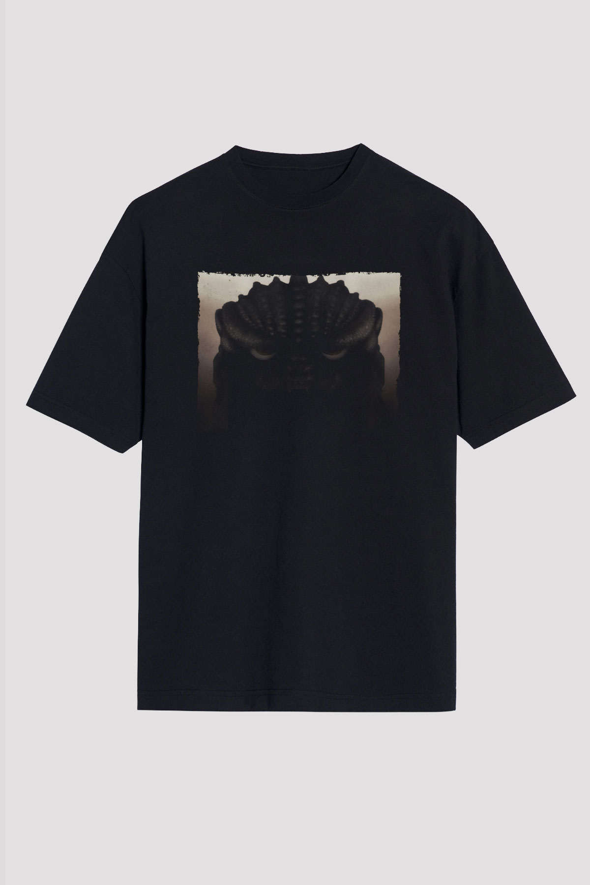 Unisex Godzilla Baskılı Siyah Oversize T-shirt