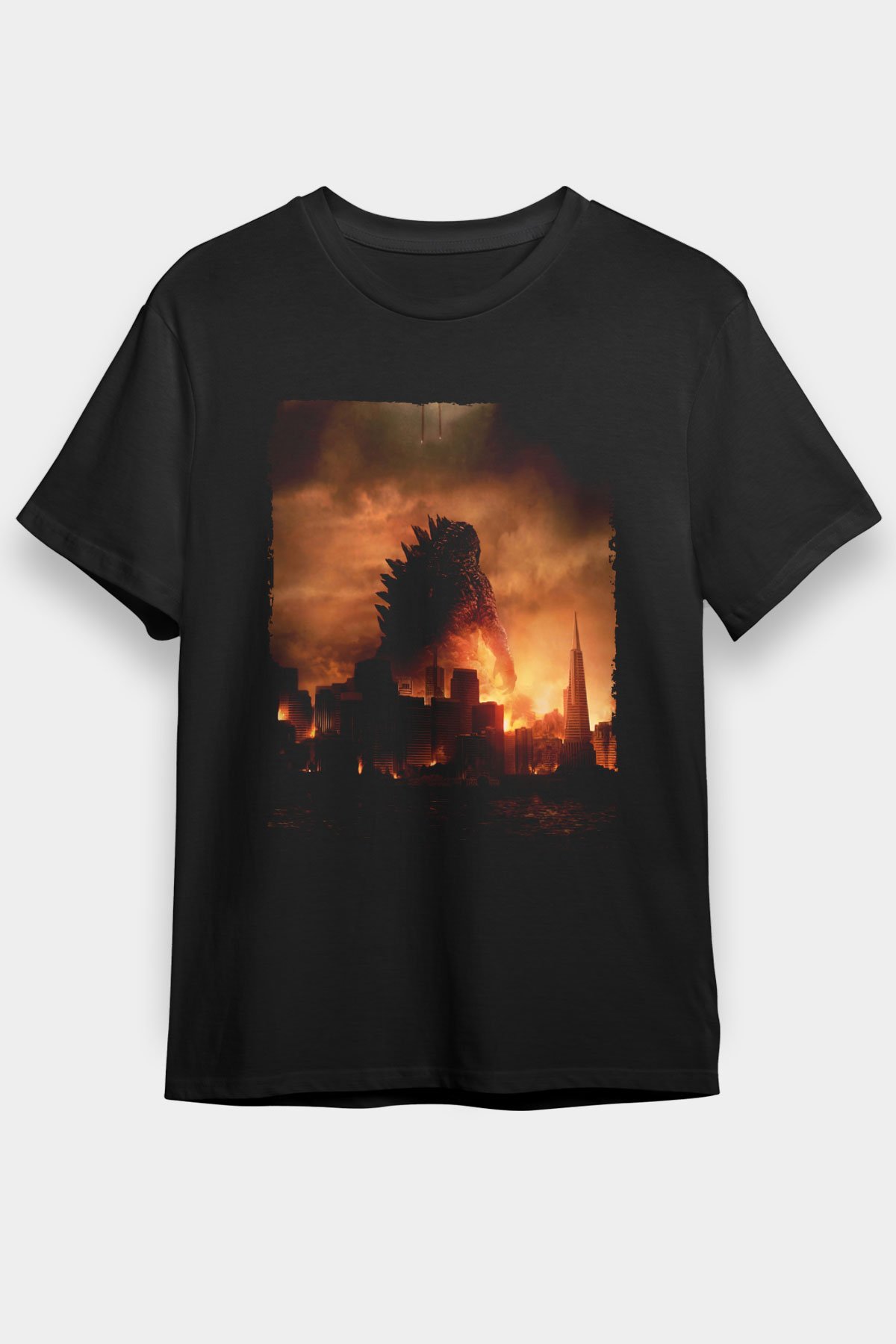 T Shirt Uomo Stampa T-Shirt Godzilla Nave Arte Giapponese - Cotone Nero  Uomo T-shirt Design Nave, image size:1200x1800