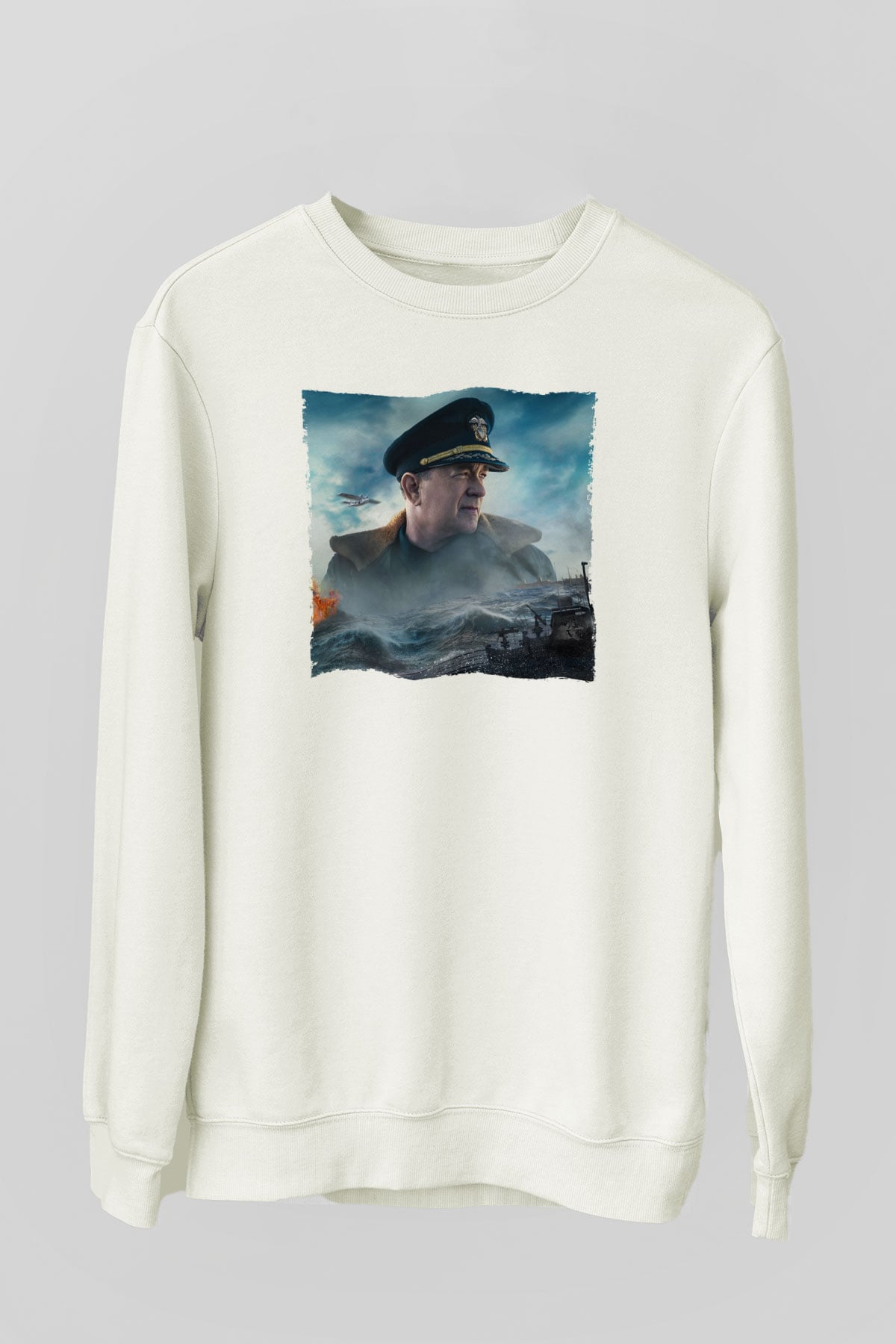 Unisex Greyhound Baskılı Beyaz Sweatshirt