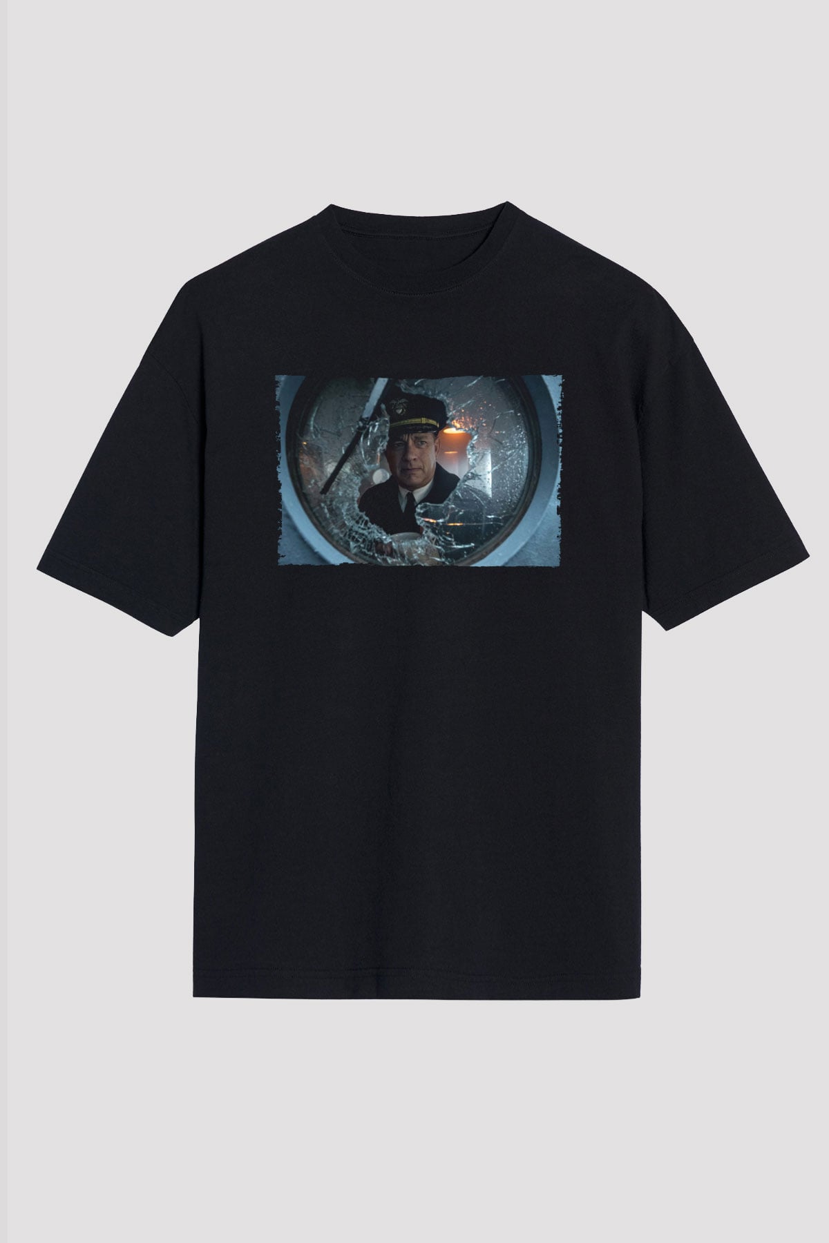 Unisex Greyhound Baskılı Siyah Oversize Tshirt