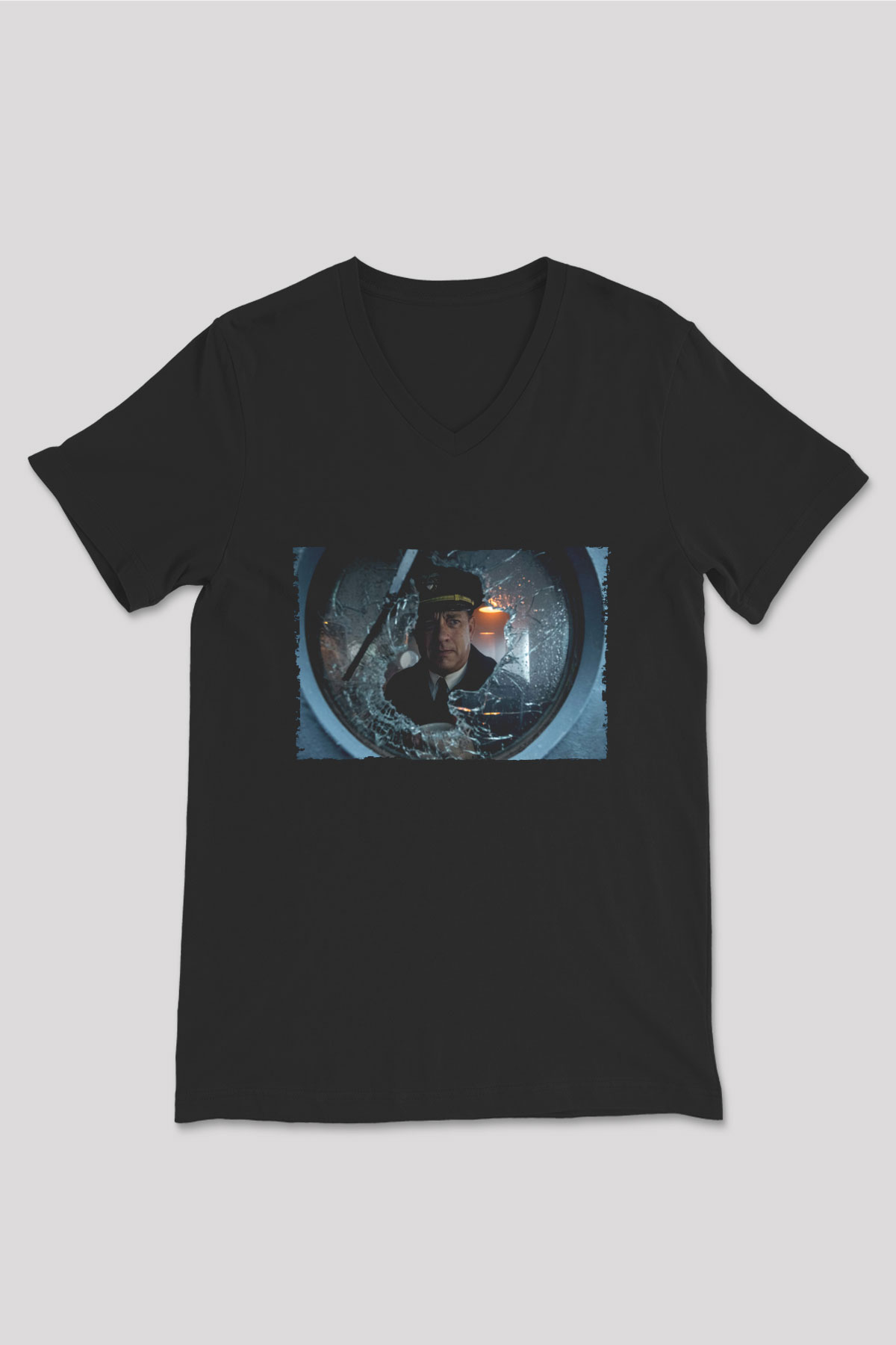 Unisex Greyhound Baskılı Siyah V Yaka Tshirt