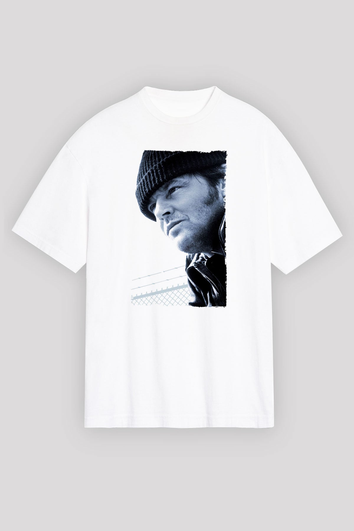 Unisex Guguk Kuşu (One Flew Over the Cuckoo's Nest) Baskılı Beyaz Oversize Oversize T-shirt