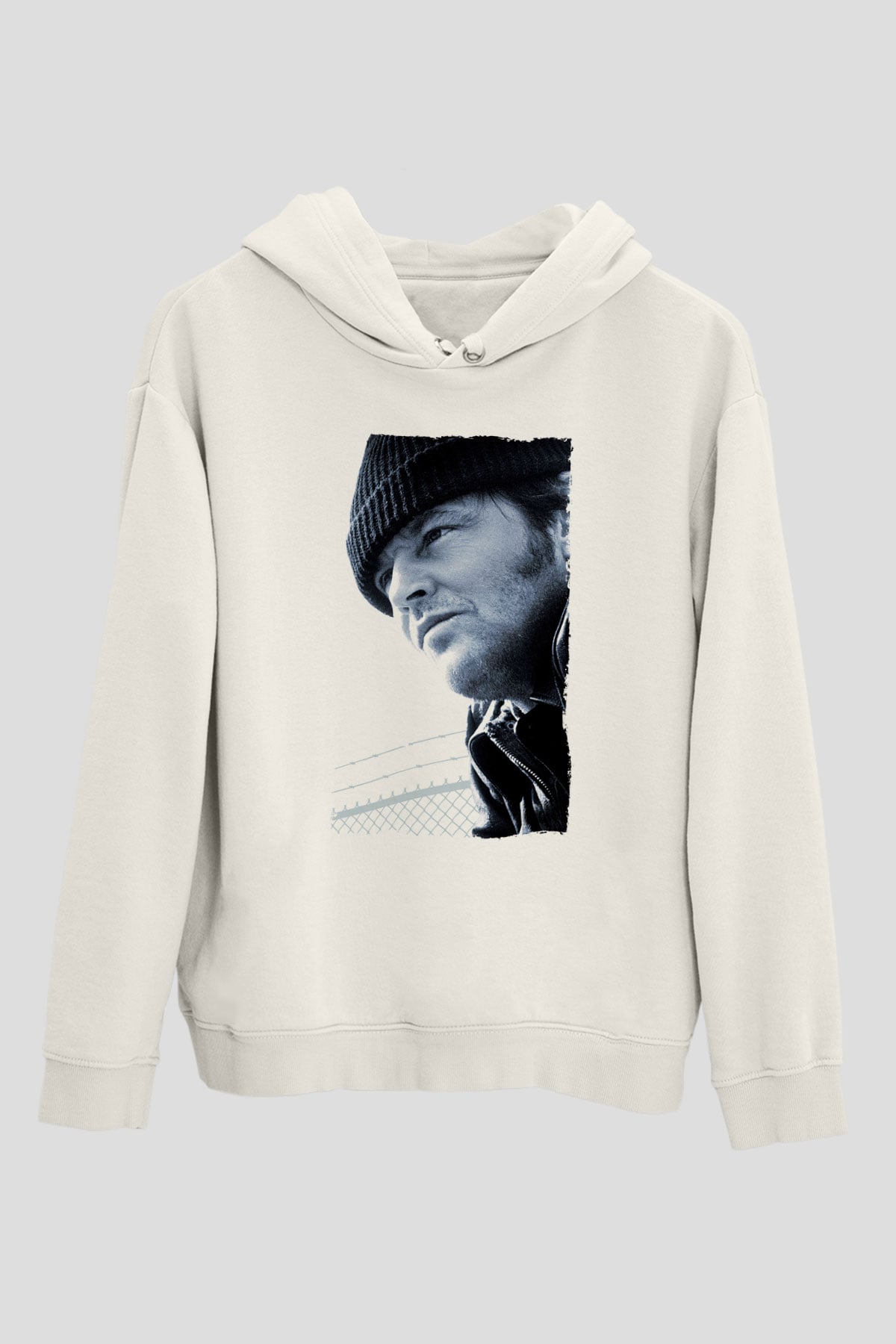Unisex Guguk Kuşu (One Flew Over the Cuckoo's Nest) Baskılı Beyaz Kapüşonlu Sweatshirt