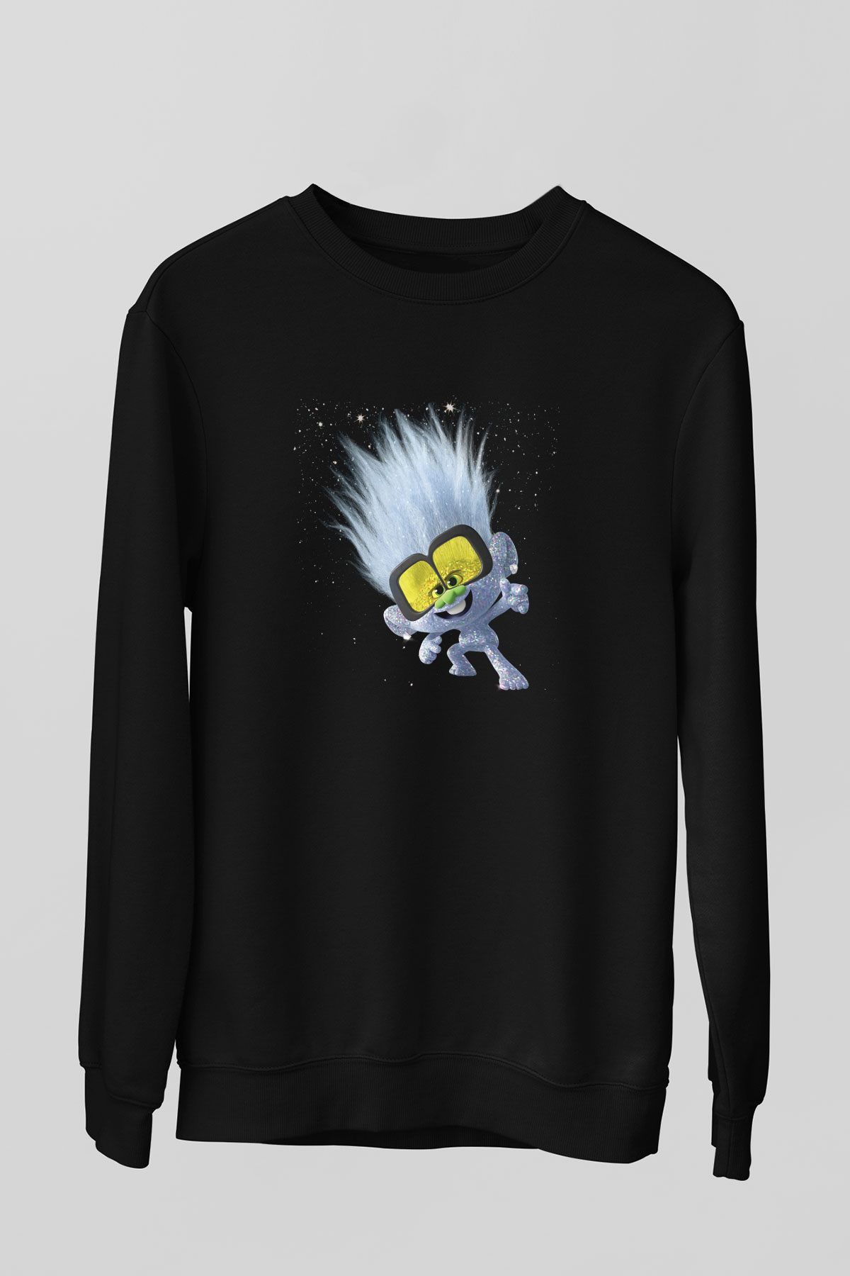 Unisex Guy Diamond Baskılı Siyah Sweatshirt