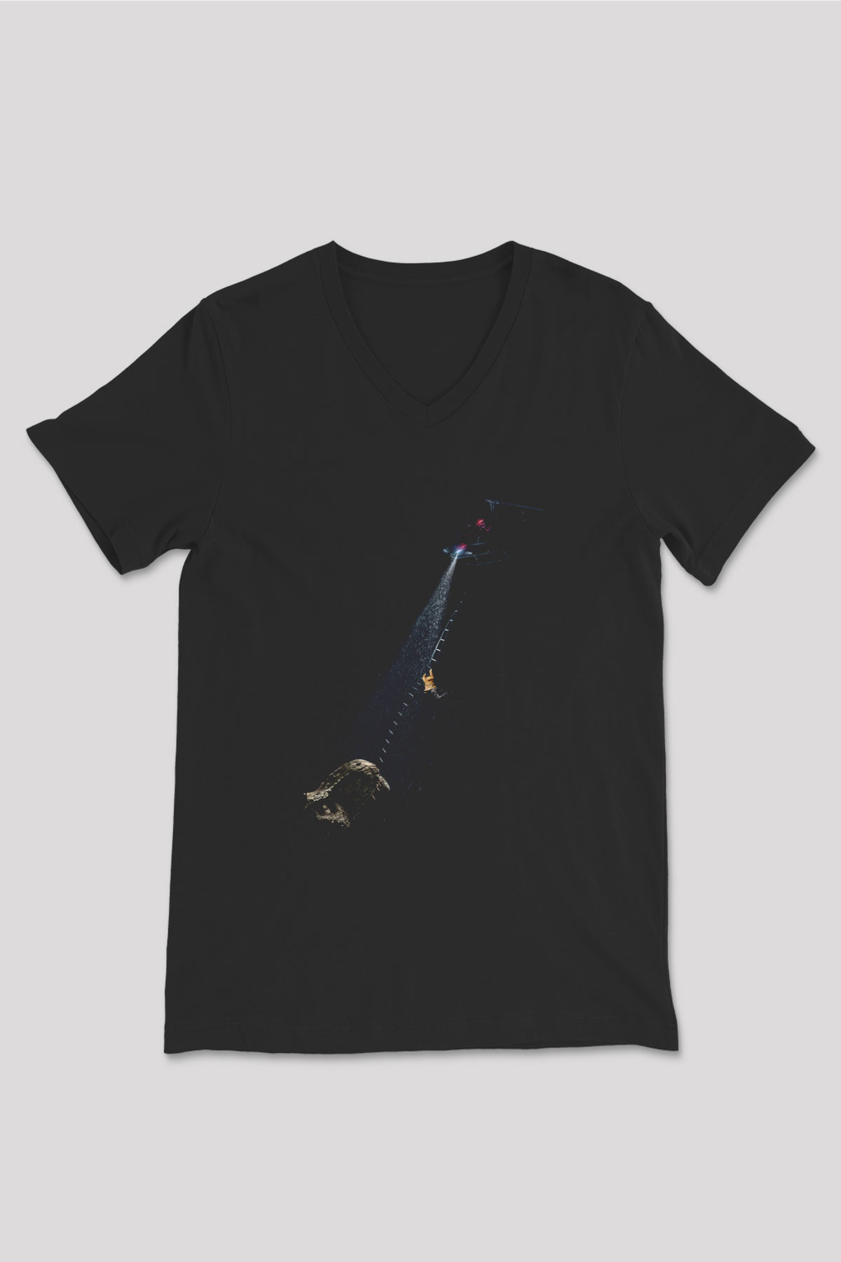 Unisex Hâkimiyet (Jurassic World Dominion) Baskılı Siyah V Yaka T-shirt