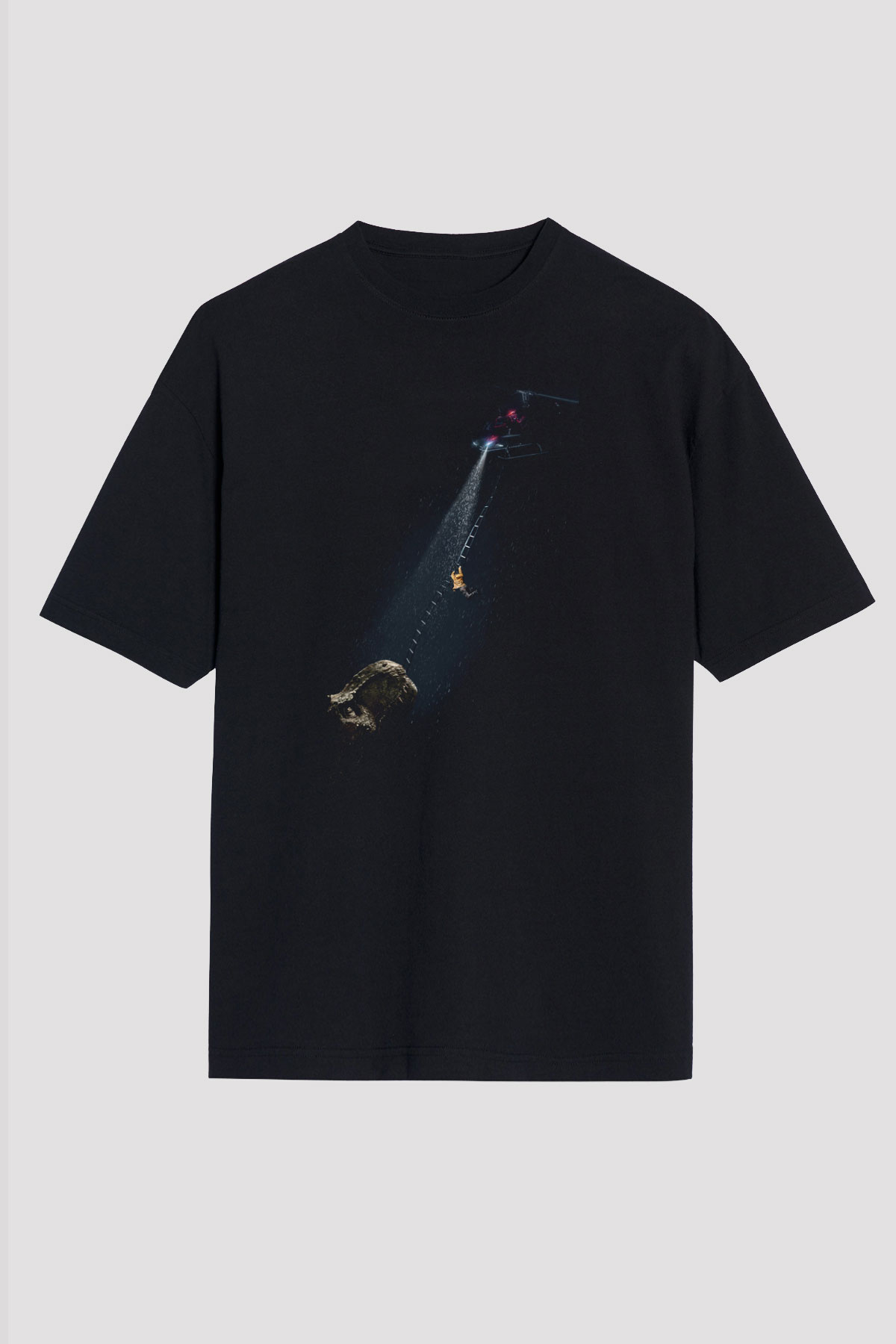 Unisex Hâkimiyet (Jurassic World Dominion) Baskılı Siyah Oversize T-shirt