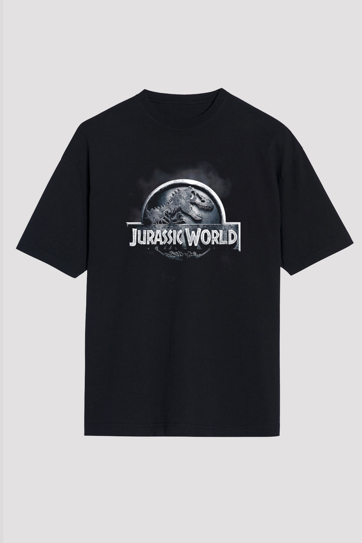 Unisex Hâkimiyet (Jurassic World Dominion) Baskılı Siyah Oversize Tişört