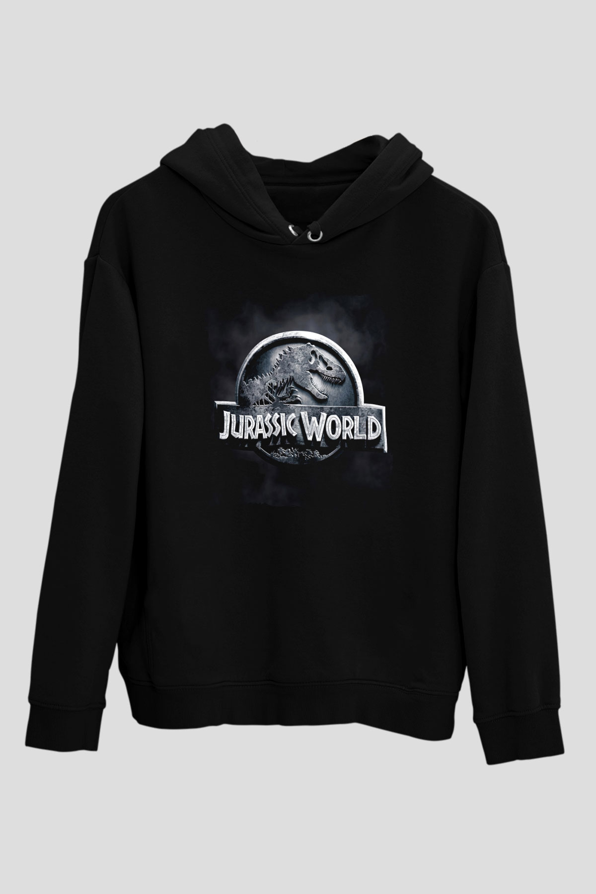 Unisex Hâkimiyet (Jurassic World Dominion) Baskılı Siyah Kapüşonlu Sweatshirt