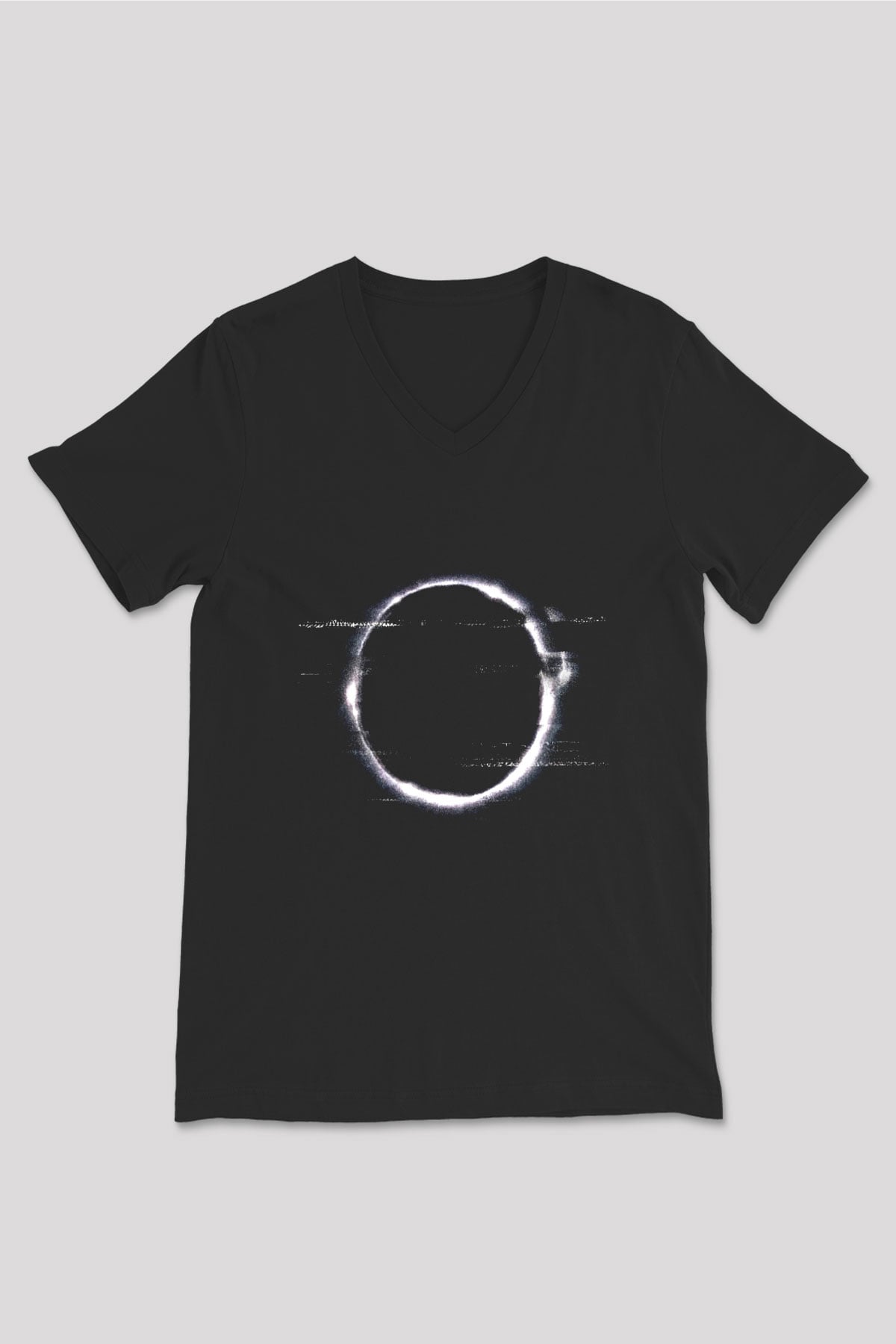Unisex Halka (The Ring) Baskılı Siyah V Yaka Tişört