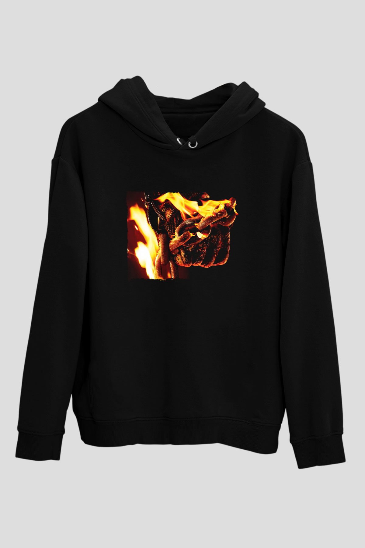 Unisex Hayalet Sürücü 2 İntikam Ateşi (Ghost Rider Spirit of Vengeance) Baskılı Siyah Kapüşonlu Sweatshirt