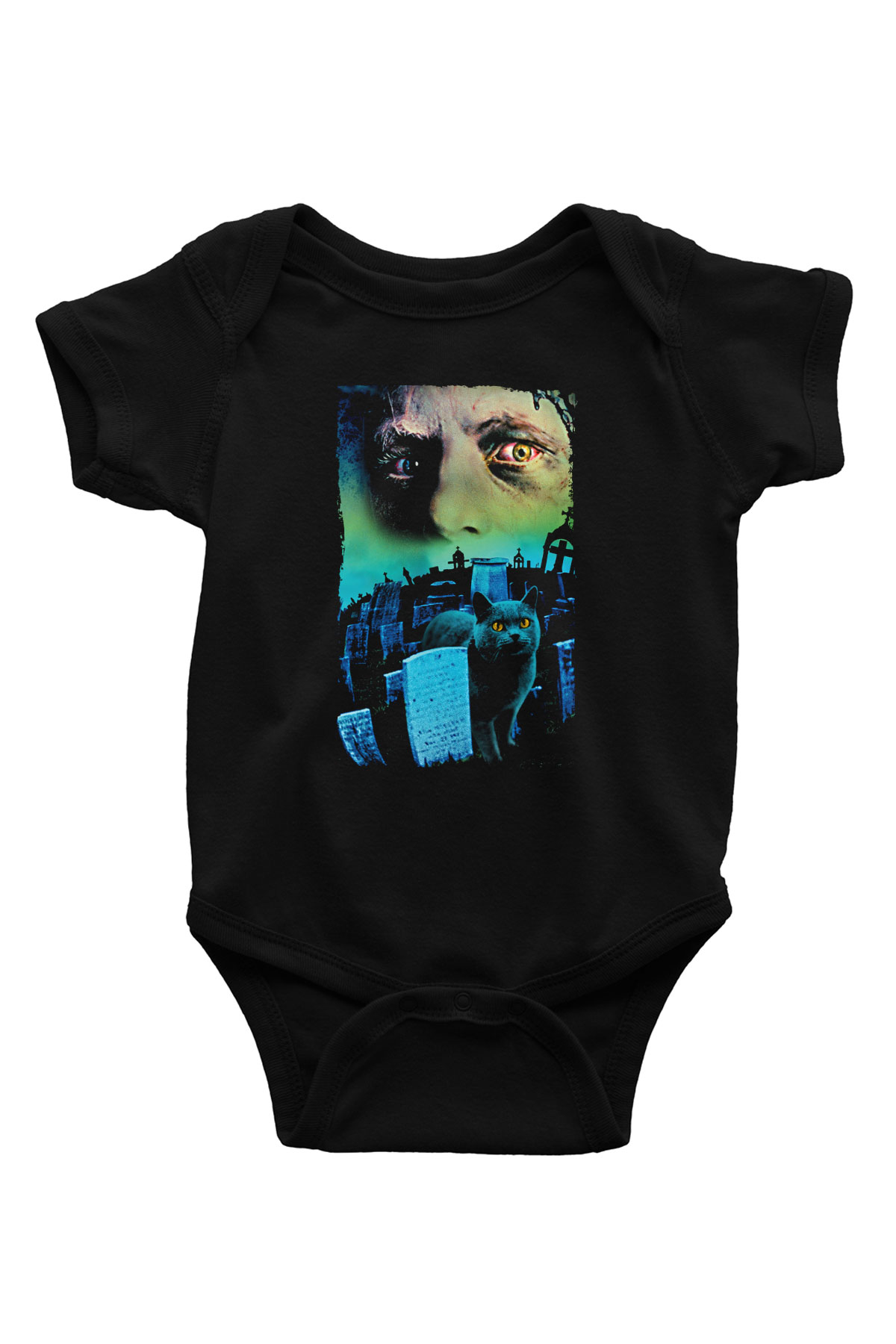 Unisex Hayvan Mezarlığı (Pet Sematary) Baskılı Siyah Bebek Body - Zıbın