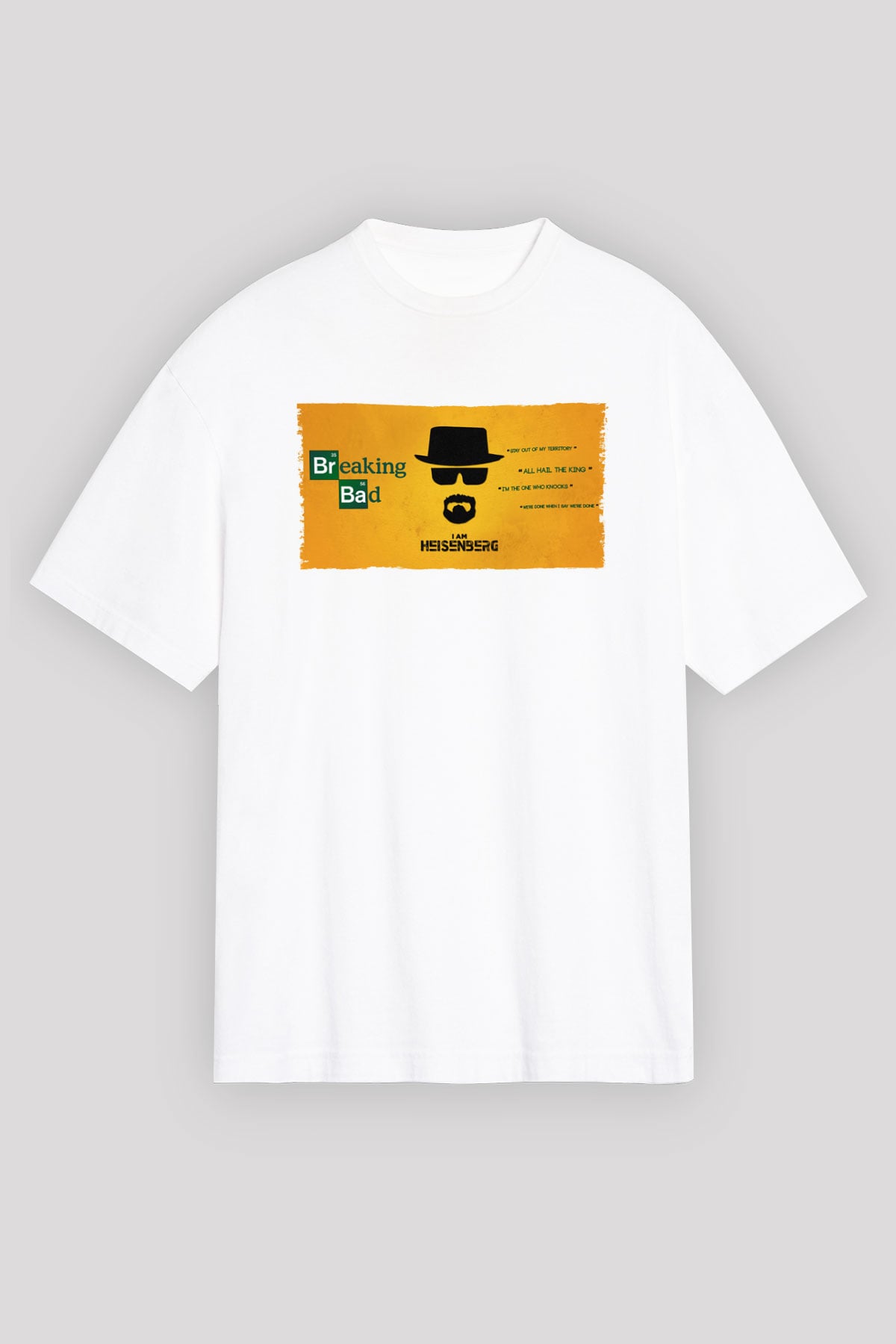 Unisex Heisenberg - Breaking Bad Baskılı Beyaz Oversize Oversize T-shirt