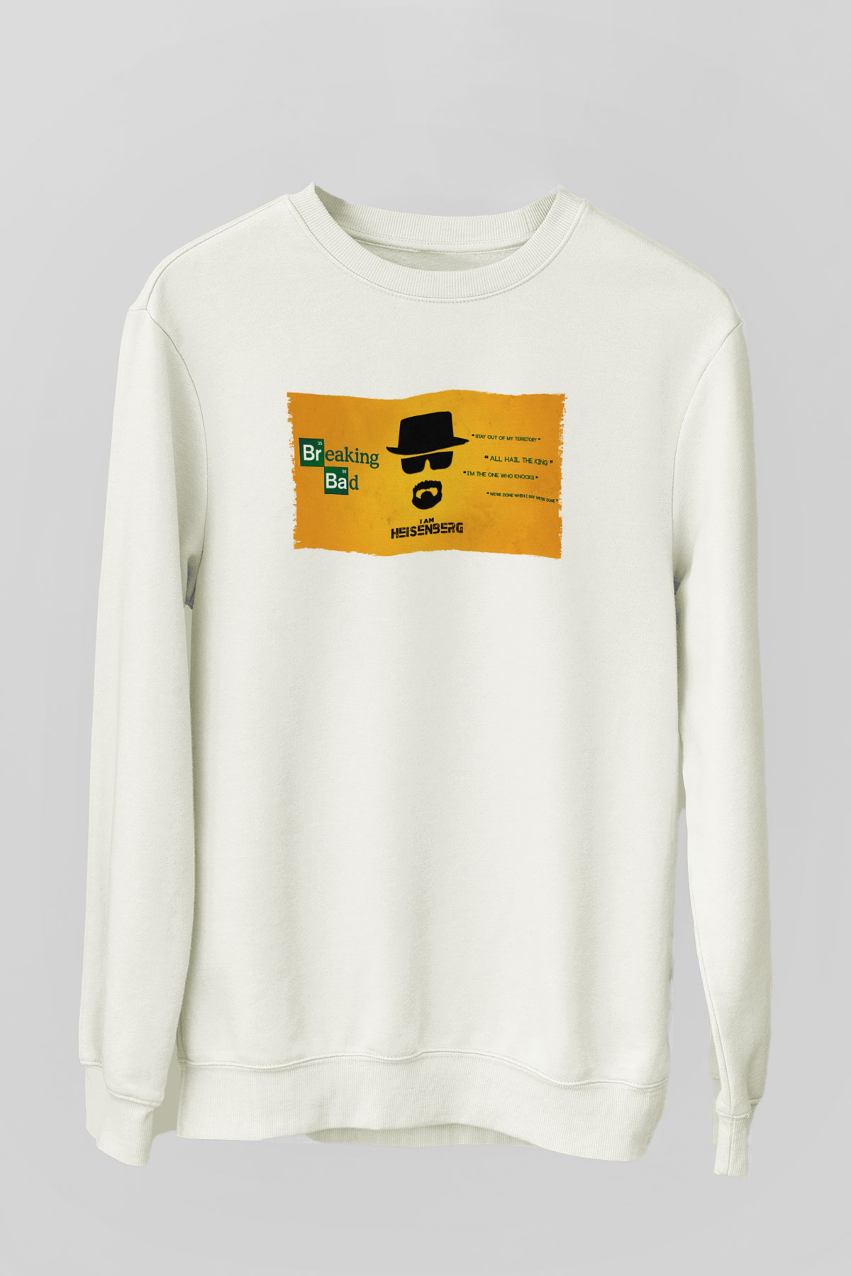 Unisex Heisenberg - Breaking Bad Baskılı Beyaz Sweatshirt