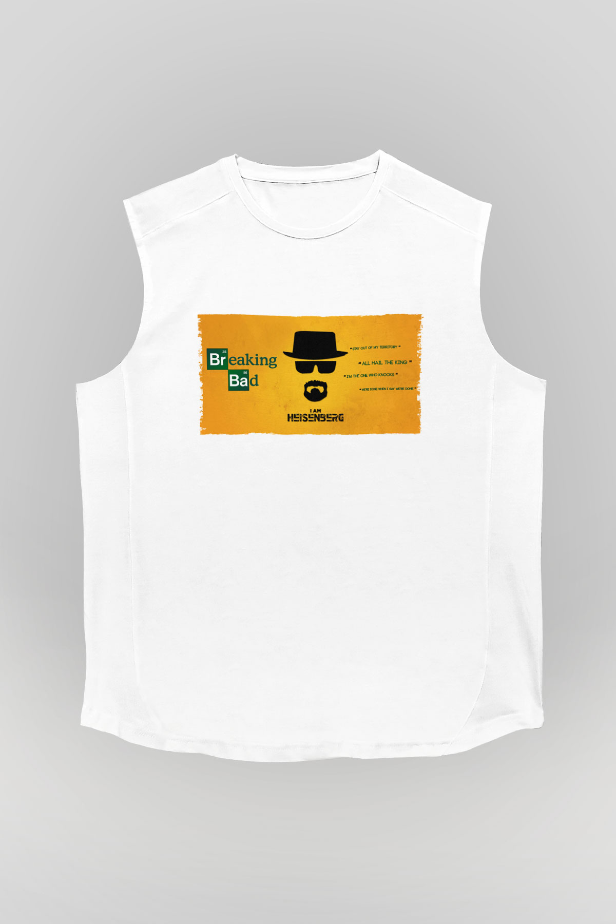 Unisex Heisenberg - Breaking Bad Baskılı Beyaz Kolsuz Tshirt