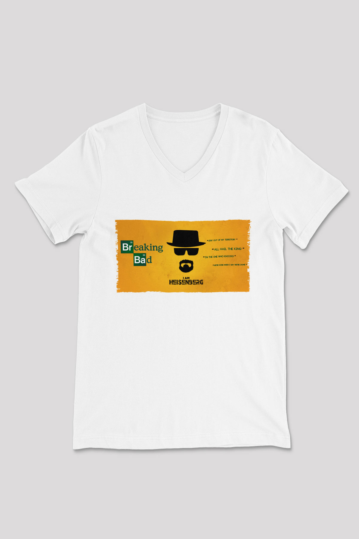 Unisex Heisenberg - Breaking Bad Baskılı Beyaz V Yaka Tshirt