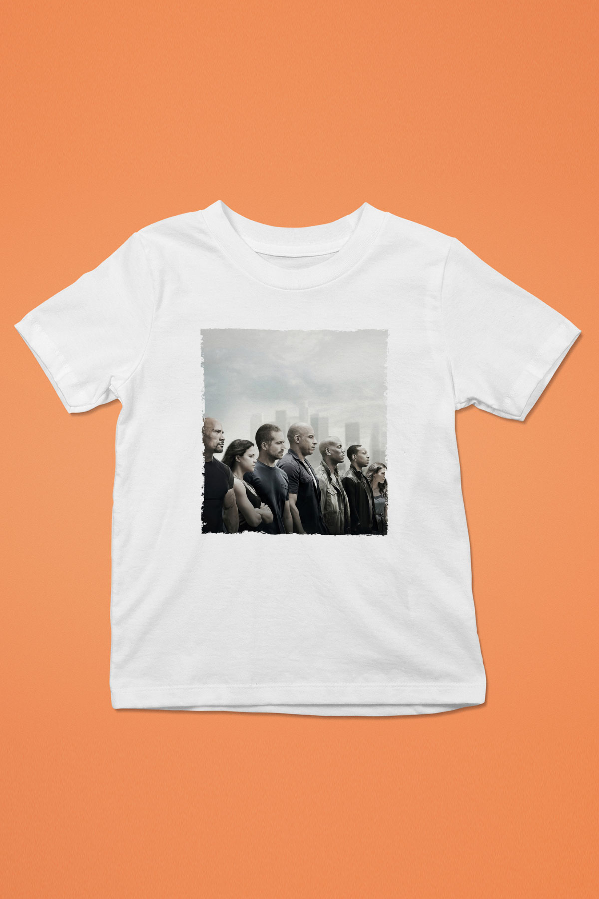 Unisex Hızlı ve Öfkeli Baskılı Beyaz Çocuk Tshirt