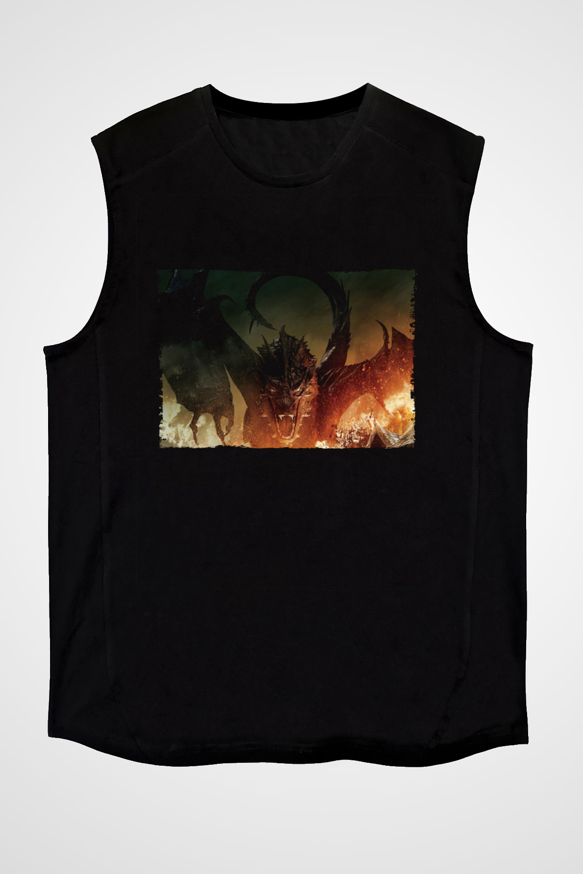 Unisex Hobbit Beş Ordunun Savaşı (The Hobbit The Battle of the Five Armies) Baskılı Siyah Kolsuz T-shirt