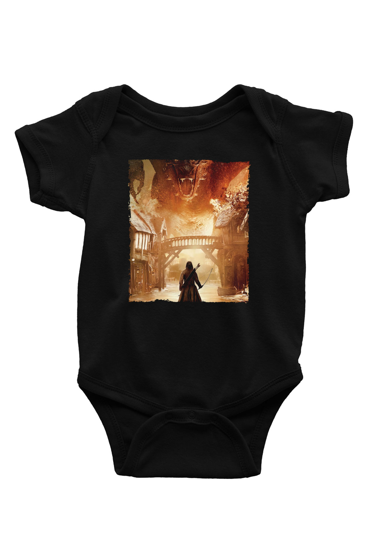 Unisex Hobbit Beş Ordunun Savaşı (The Hobbit The Battle of the Five Armies) Baskılı Siyah Çocuk Unisex Tshirt