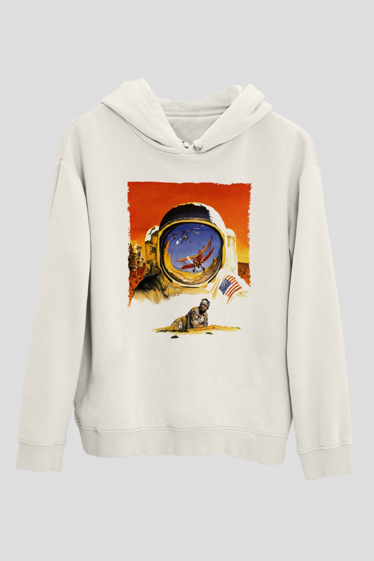 Unisex Hükmedenler - Capricorn Baskılı Beyaz Kapüşonlu Sweatshirt