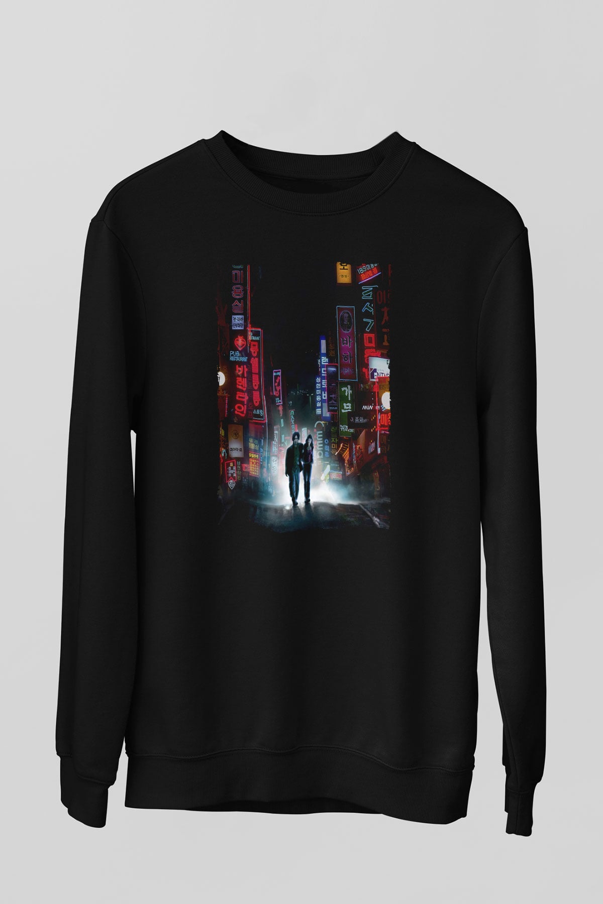 Unisex İhtiyar Delikanlı (Oldboy) Baskılı Siyah Sweatshirt