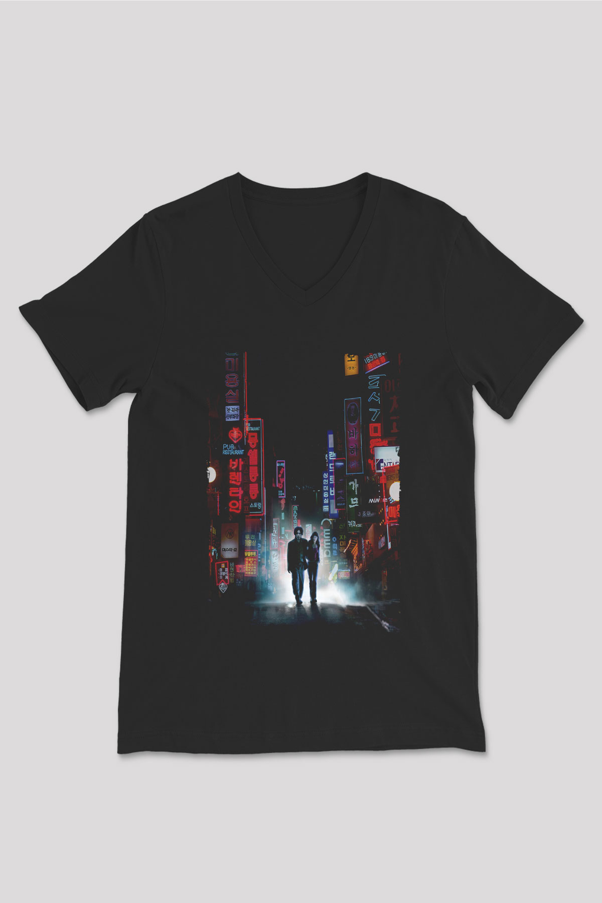 Unisex İhtiyar Delikanlı (Oldboy) Baskılı Siyah V Yaka Tişört