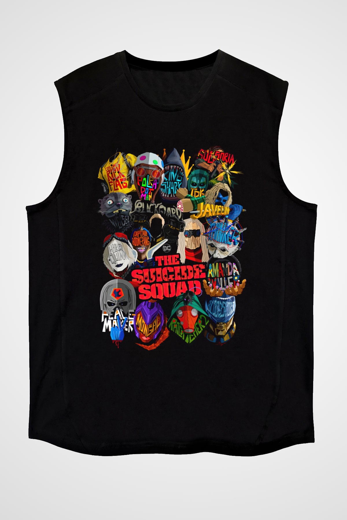 Unisex İntihar Timi (The Suicide Squad) Baskılı Siyah Kolsuz T-shirt