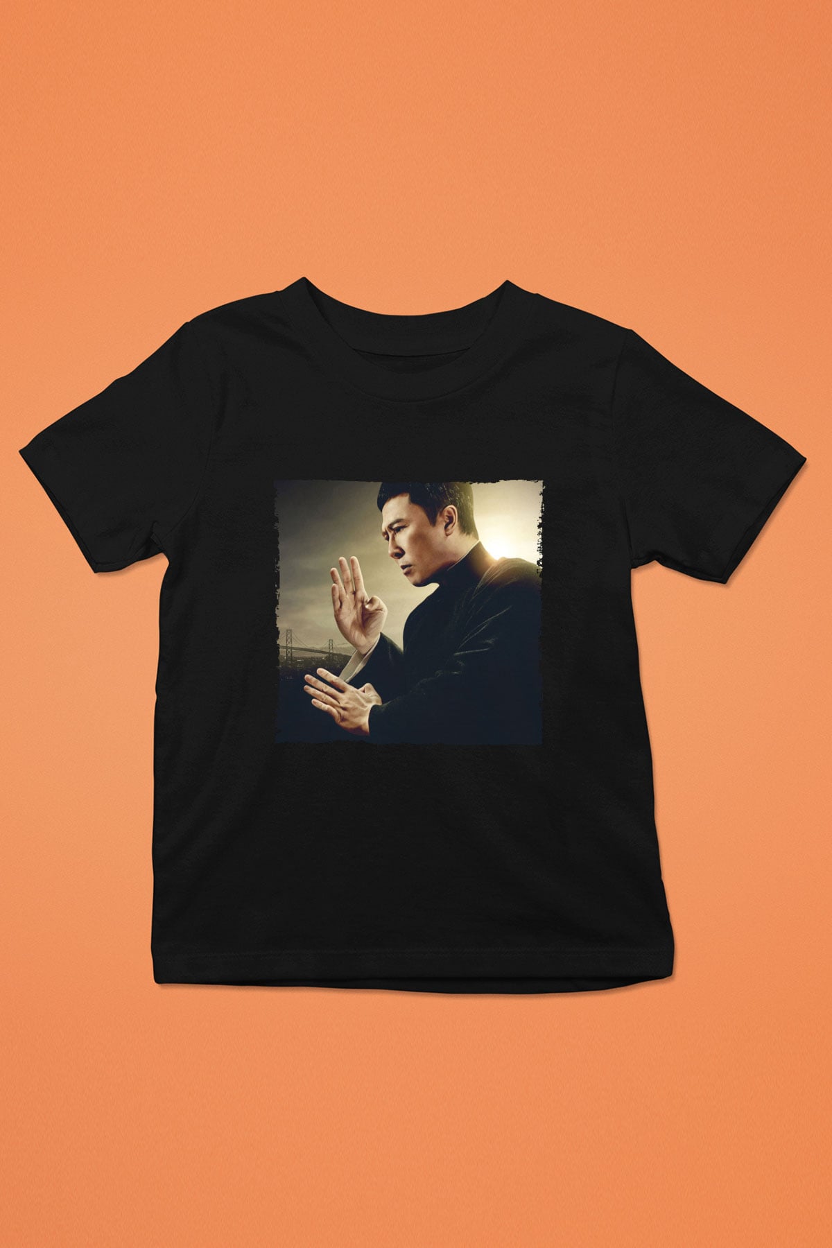 Unisex Ip Man Baskılı Siyah Çocuk Tshirt
