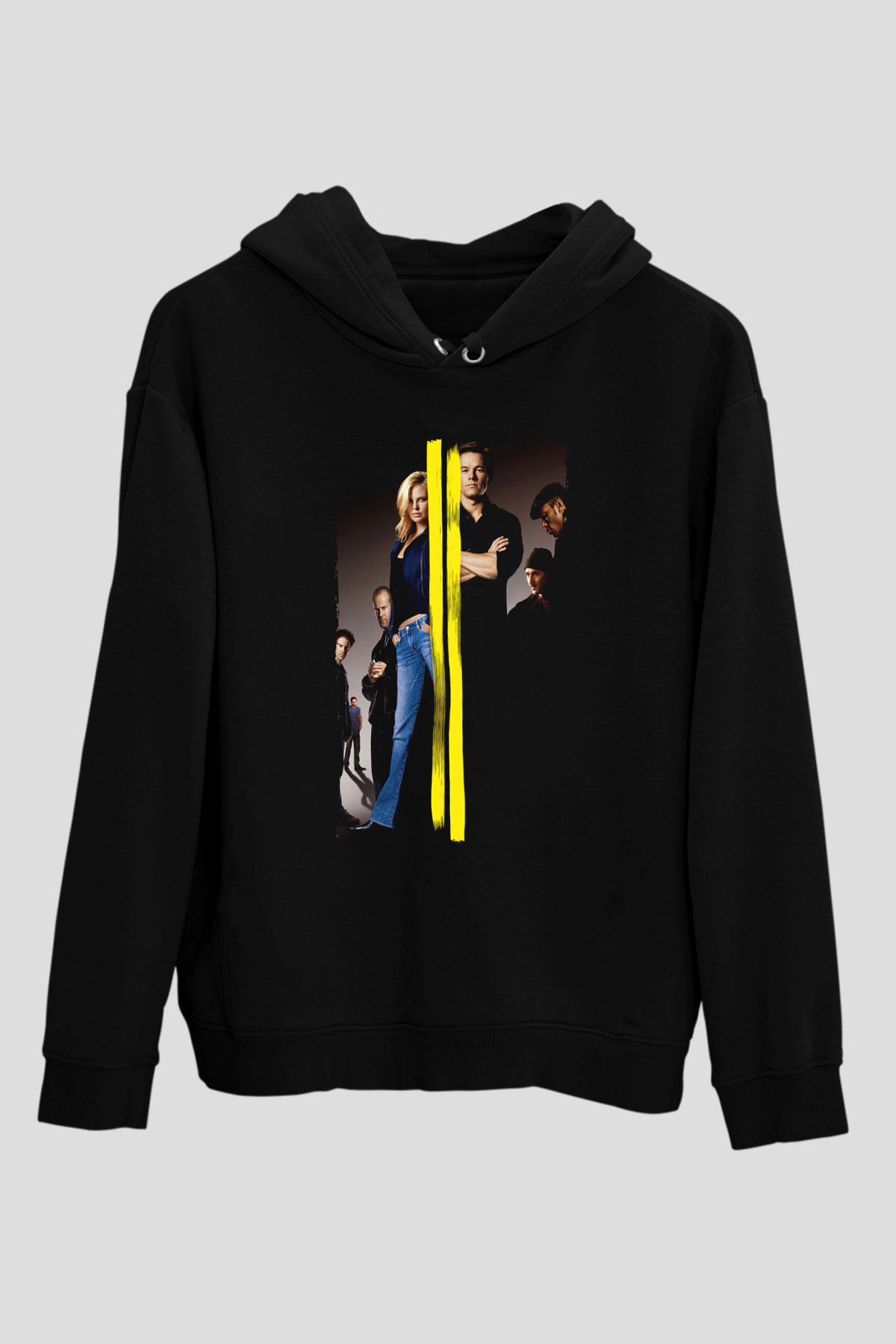 Unisex İtalyan İşi (The Italian Job) Baskılı Siyah Kapüşonlu Sweatshirt