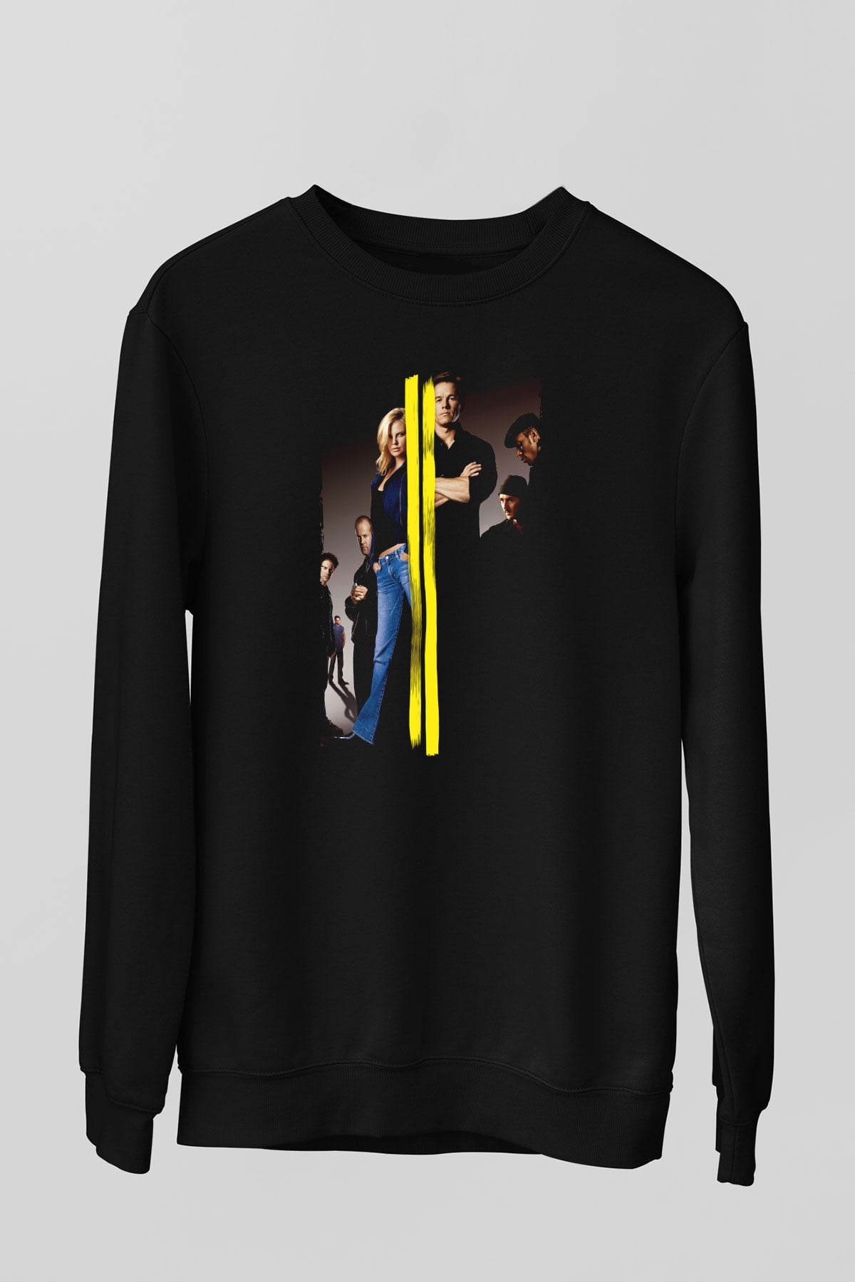 Unisex İtalyan İşi (The Italian Job) Baskılı Siyah Sweatshirt