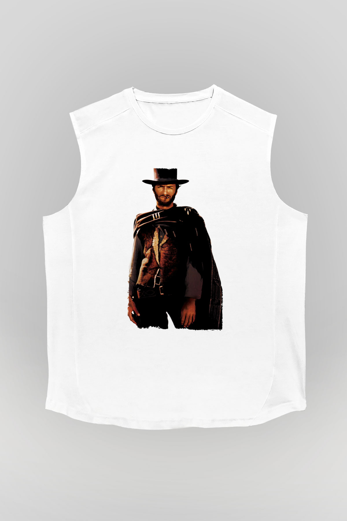 Unisex İyi, Kötü ve Çirkin (The Good, the Bad and the Ugly) Baskılı Beyaz Kolsuz Tshirt