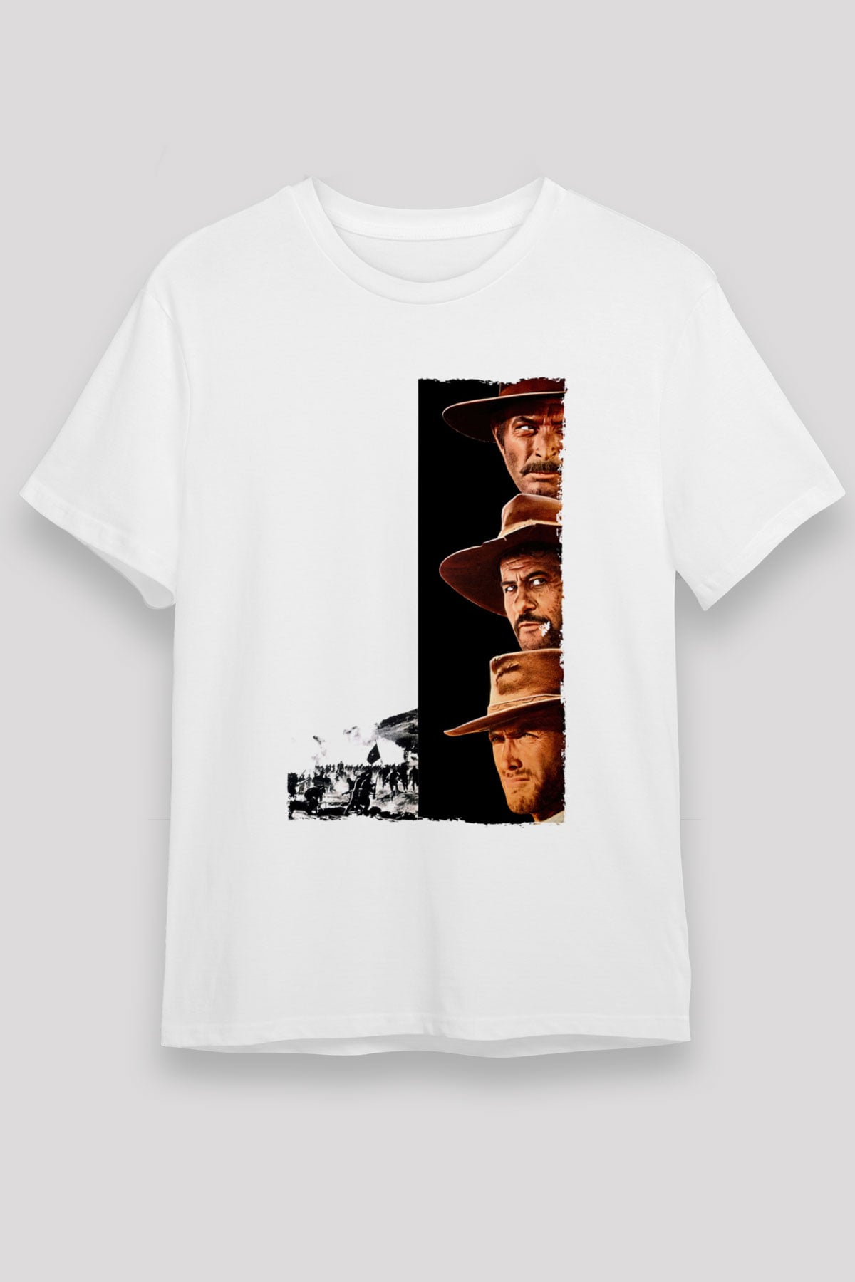 Unisex İyi, Kötü ve Çirkin (The Good, the Bad and the Ugly) Baskılı Beyaz T-shirt