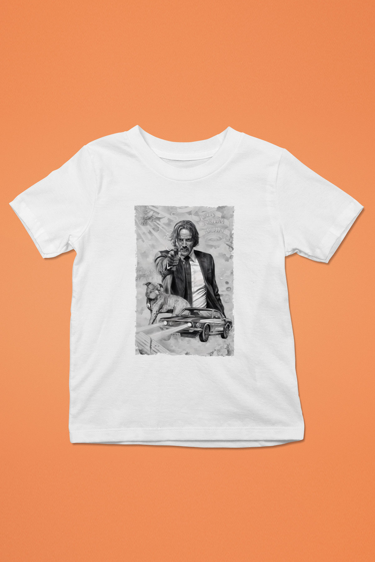Unisex John Wick Baskılı Beyaz Çocuk Tshirt