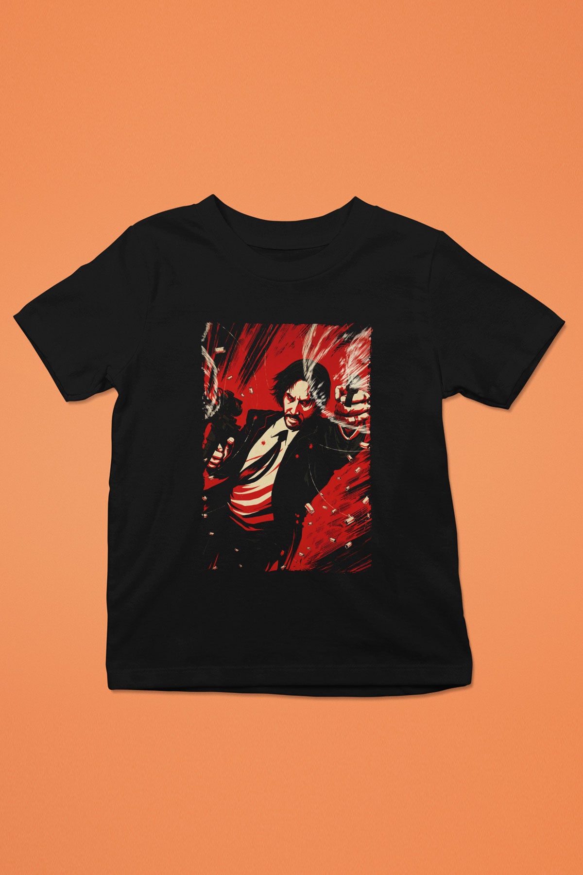 Unisex John Wick Baskılı Siyah Çocuk Tişört