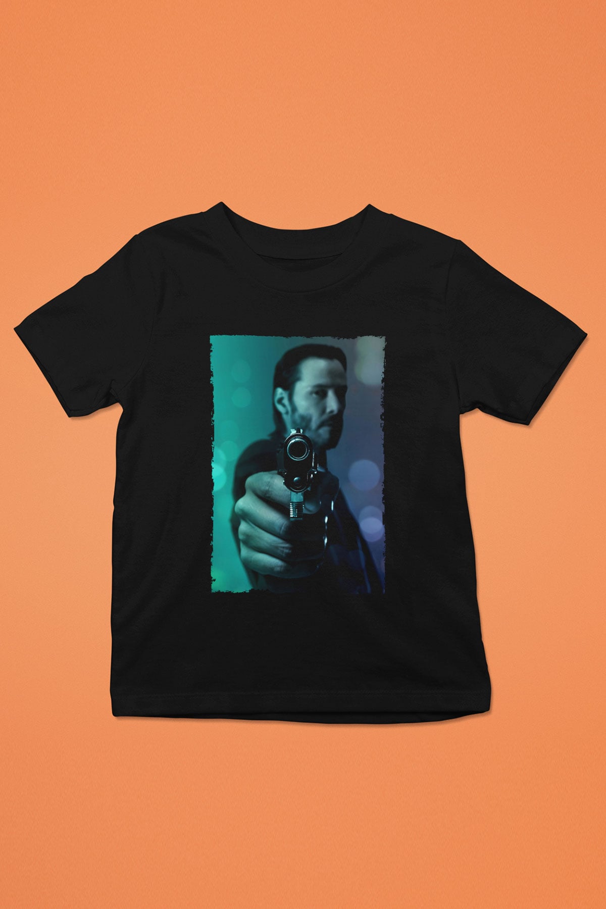 Unisex John Wick Baskılı Siyah Çocuk Tshirt