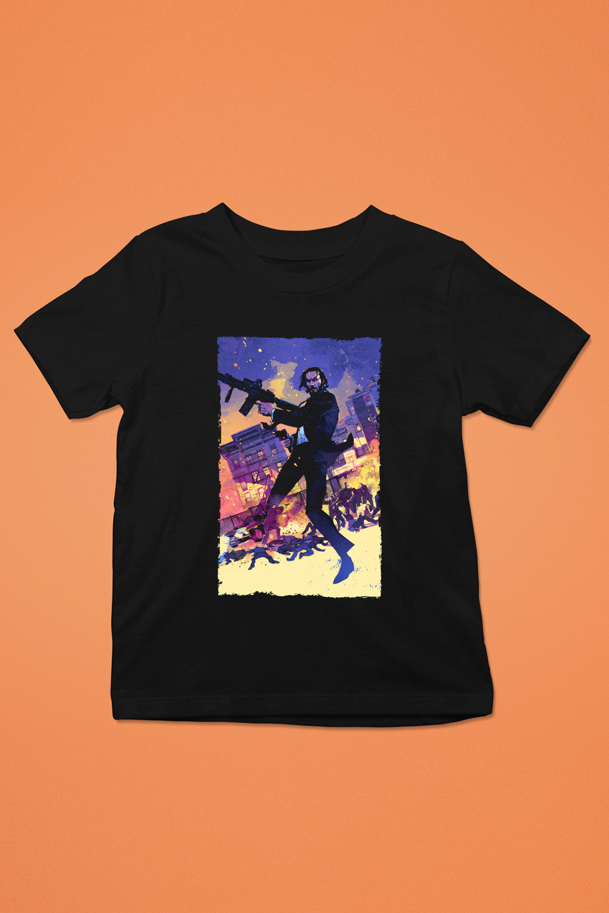 Unisex John Wick Baskılı Siyah Çocuk Unisex Tişört