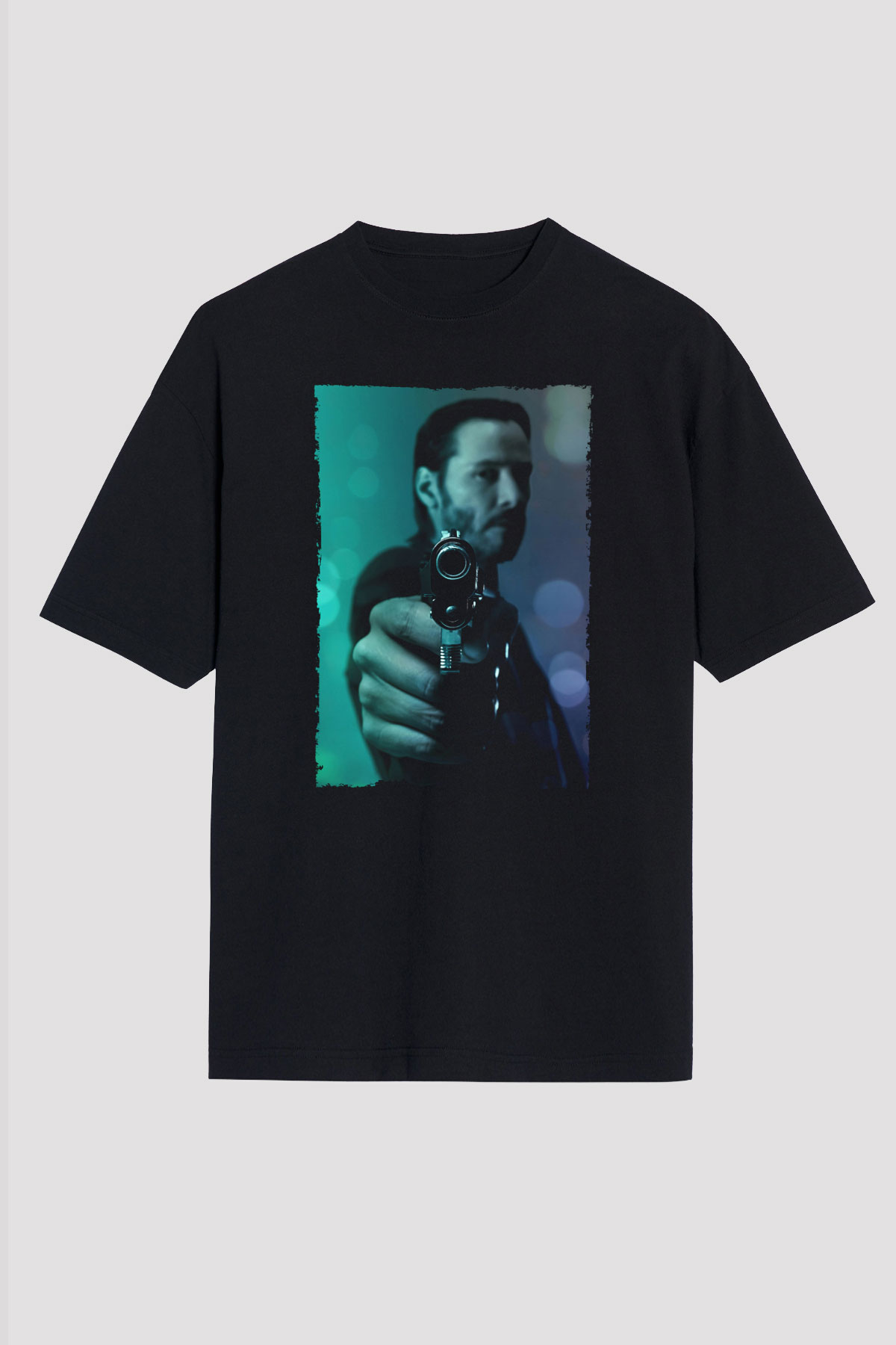 Unisex John Wick Baskılı Siyah Oversize Tshirt
