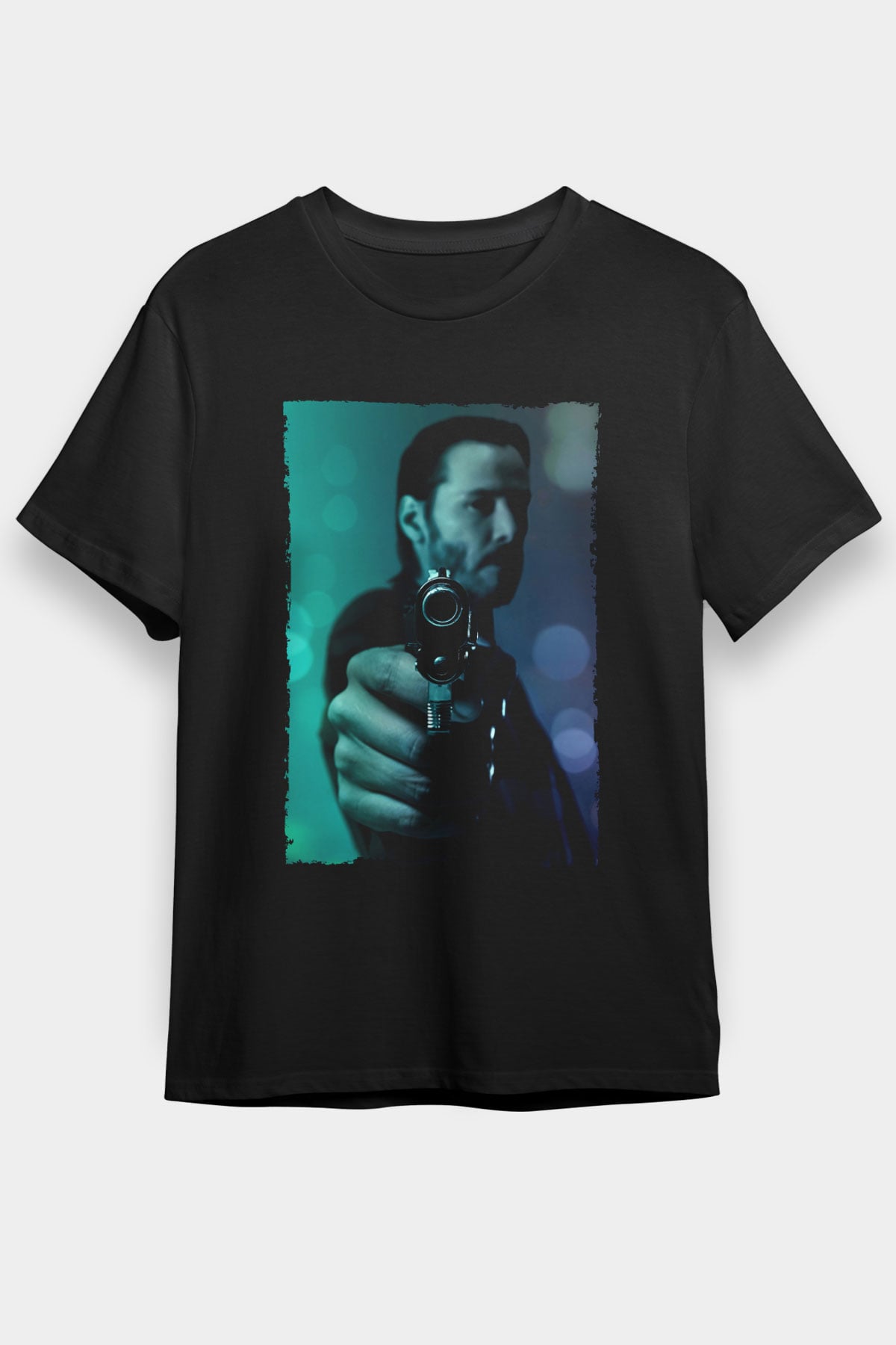 Unisex John Wick Baskılı Siyah Tshirt