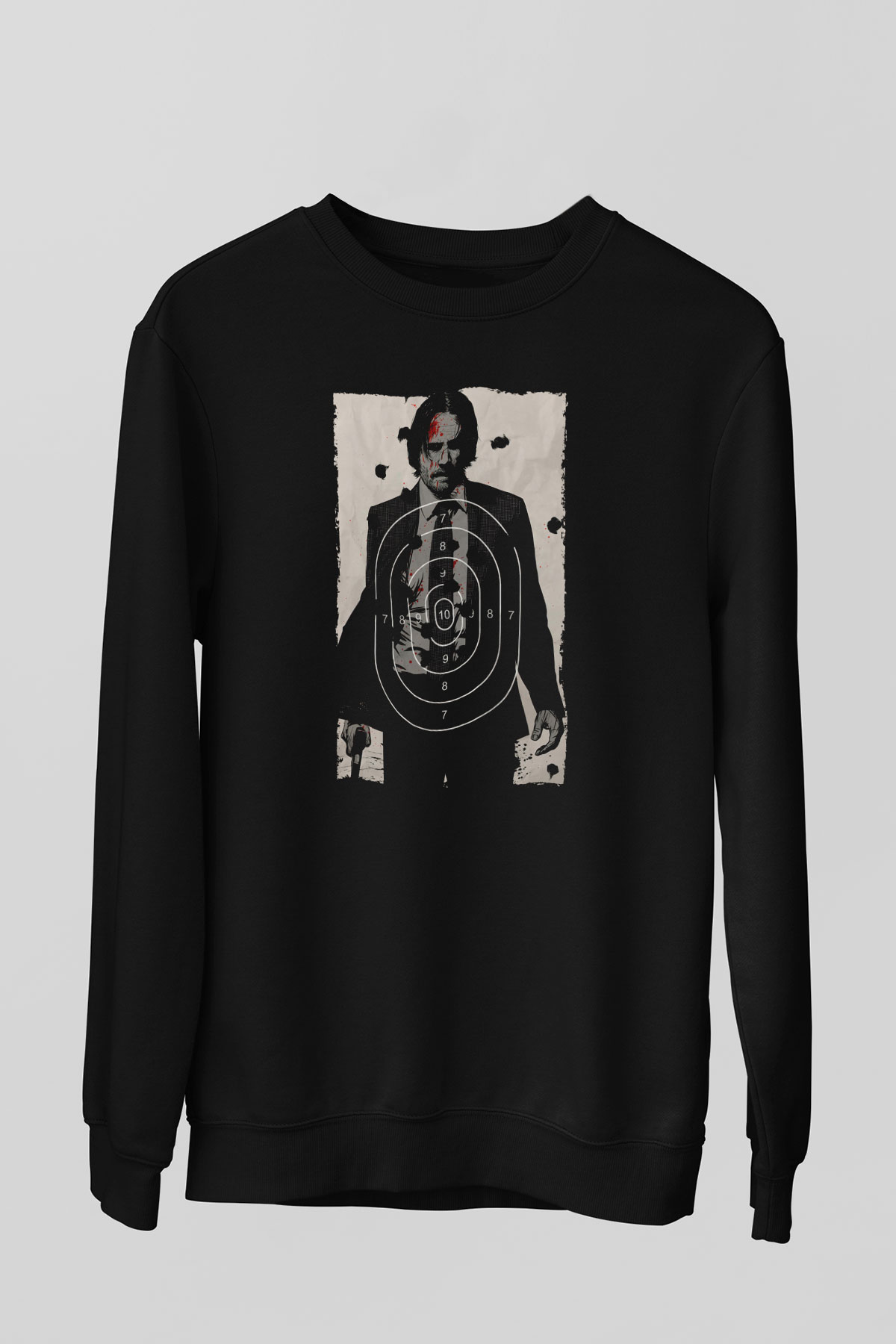 Unisex John Wick Baskılı Siyah Unisex Sweatshirt